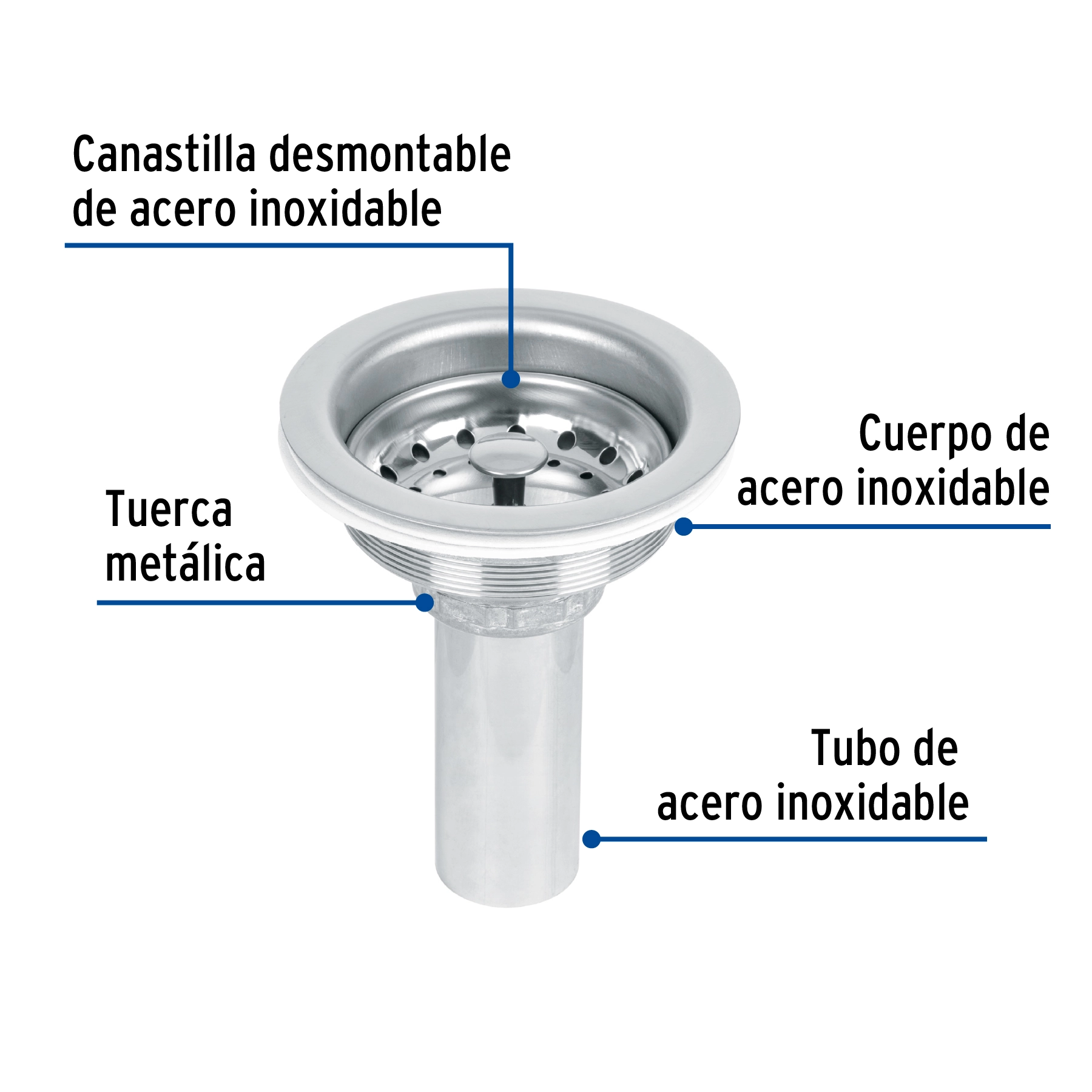 Contracanasta 3-1/2' inox, tubo inox, FOSET