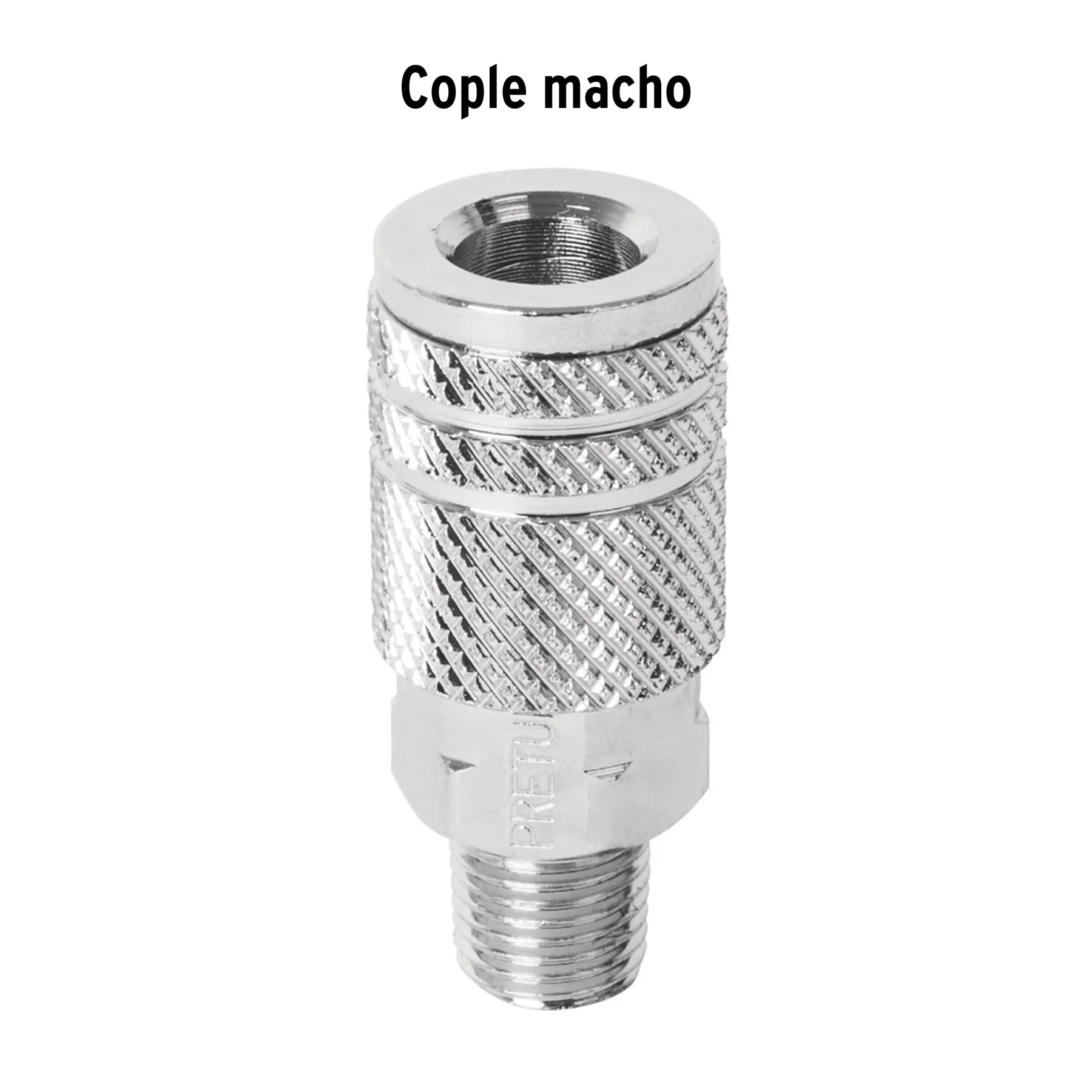 Cople rápido de acero, macho, cuerda 1/4' NPT, PRETUL
