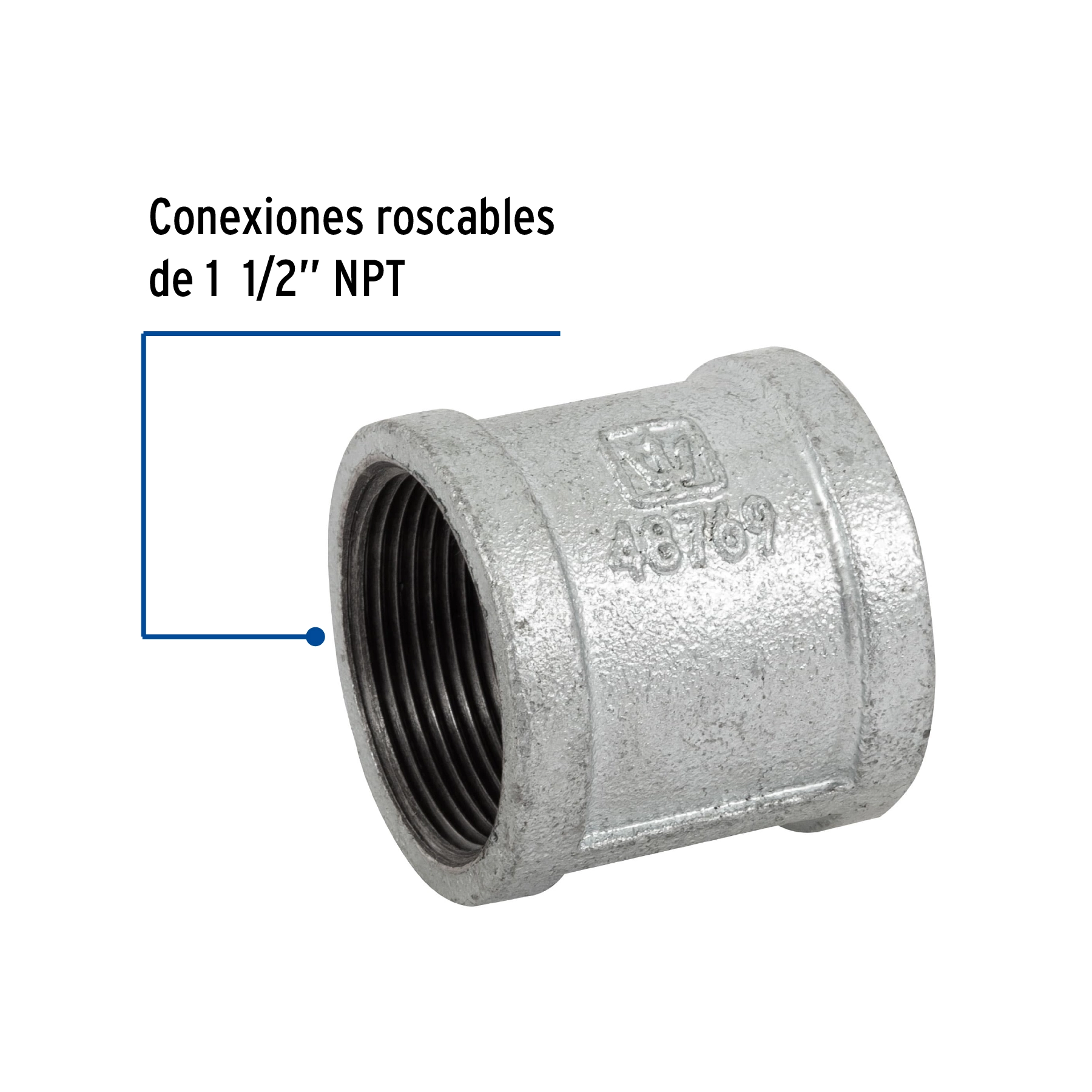 Cople reforzado de acero galvanizado de 1-1/2', FOSET