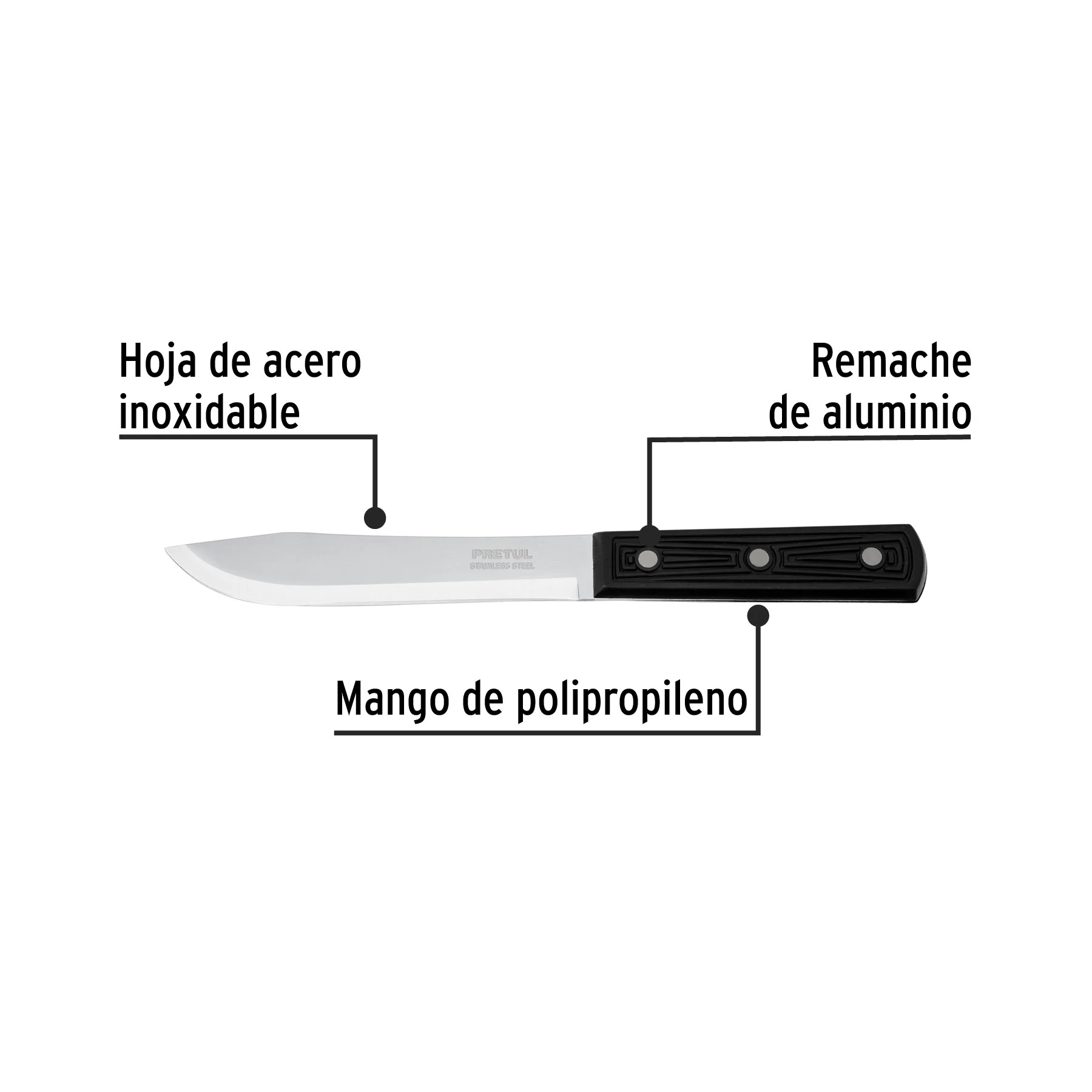 Cuchillo cebollero 6' mango de polipropileno, PRETUL