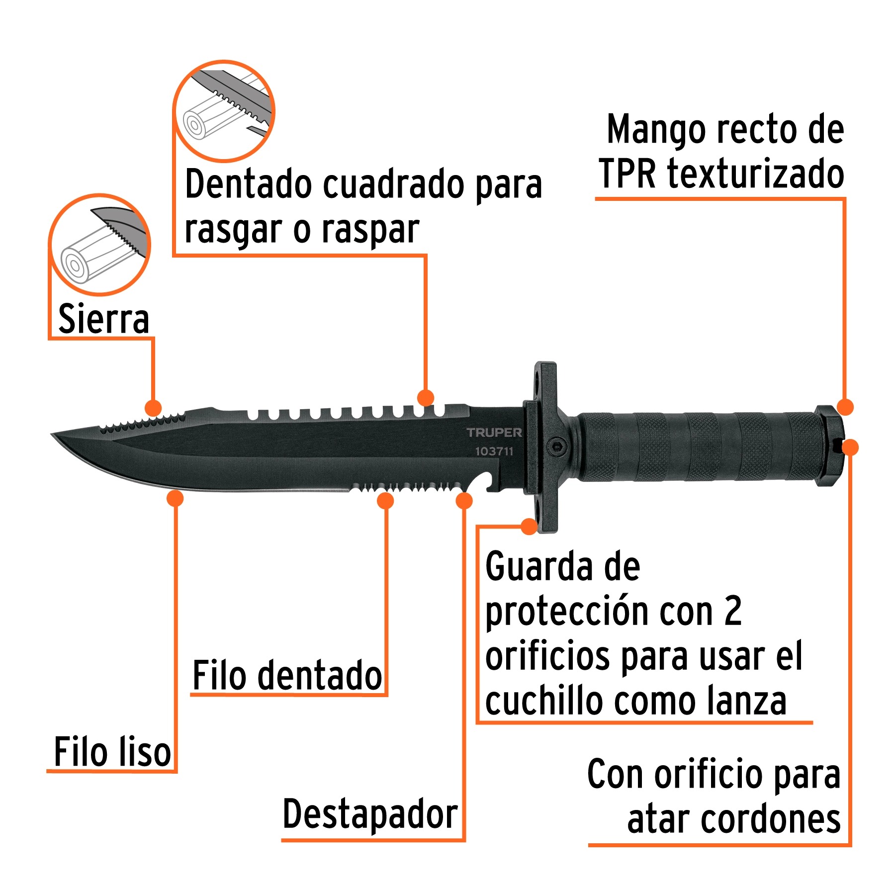 Cuchillo táctico de monte 8', TRUPER