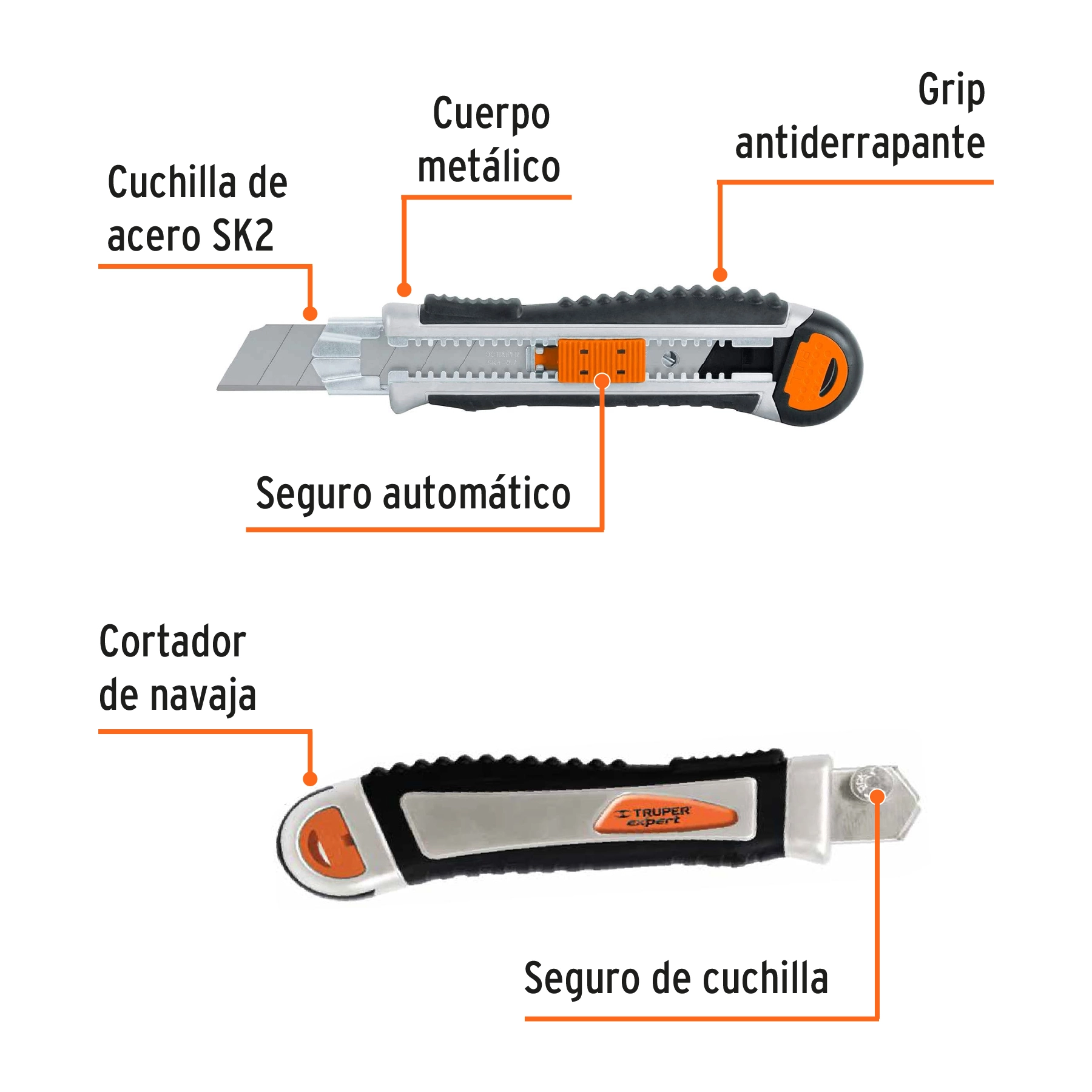 Cutter 25 mm trabajo pesado c/alma metálica y grip, EXPERT