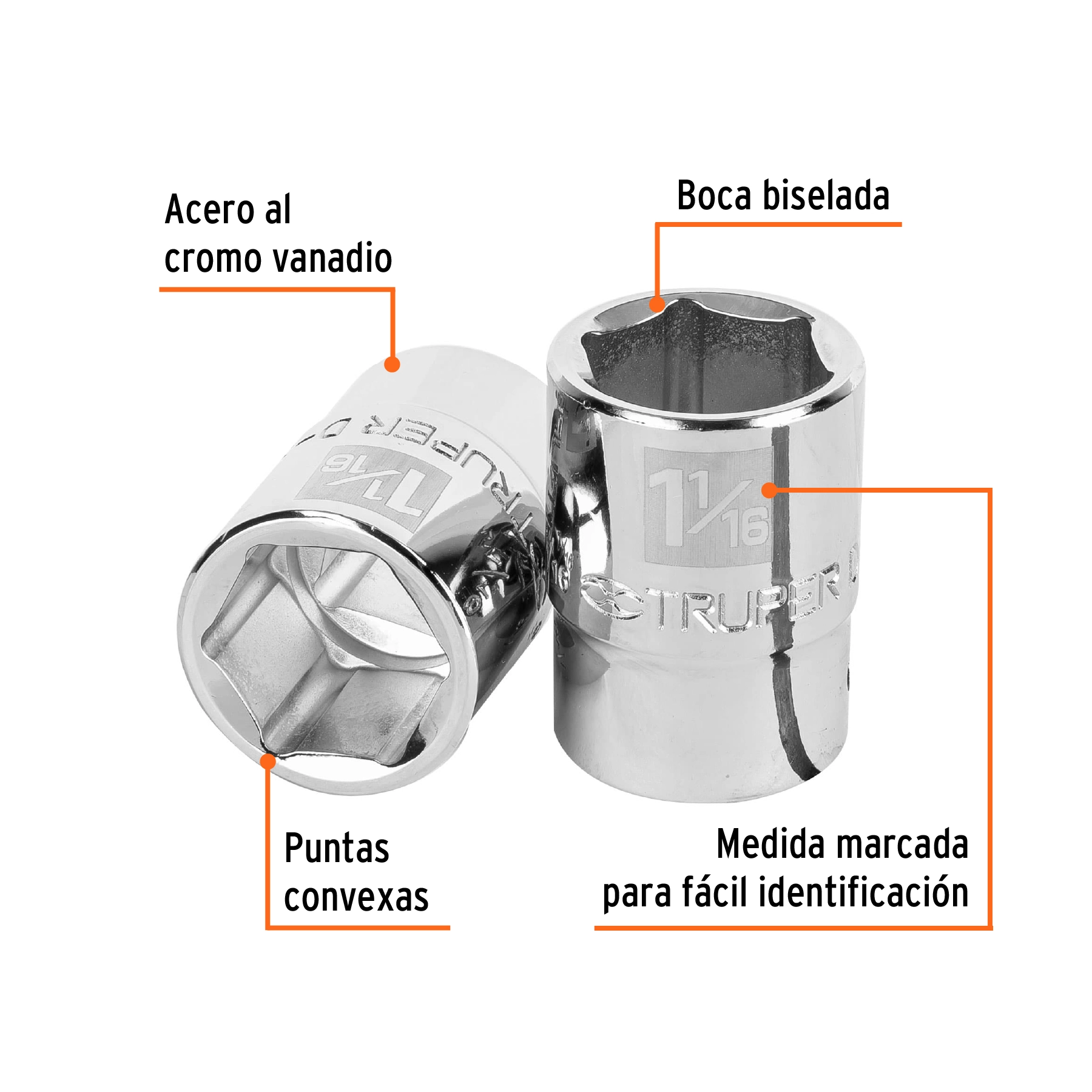 Dado de 1-1/16', 6 puntas, cuadro 3/4', TRUPER