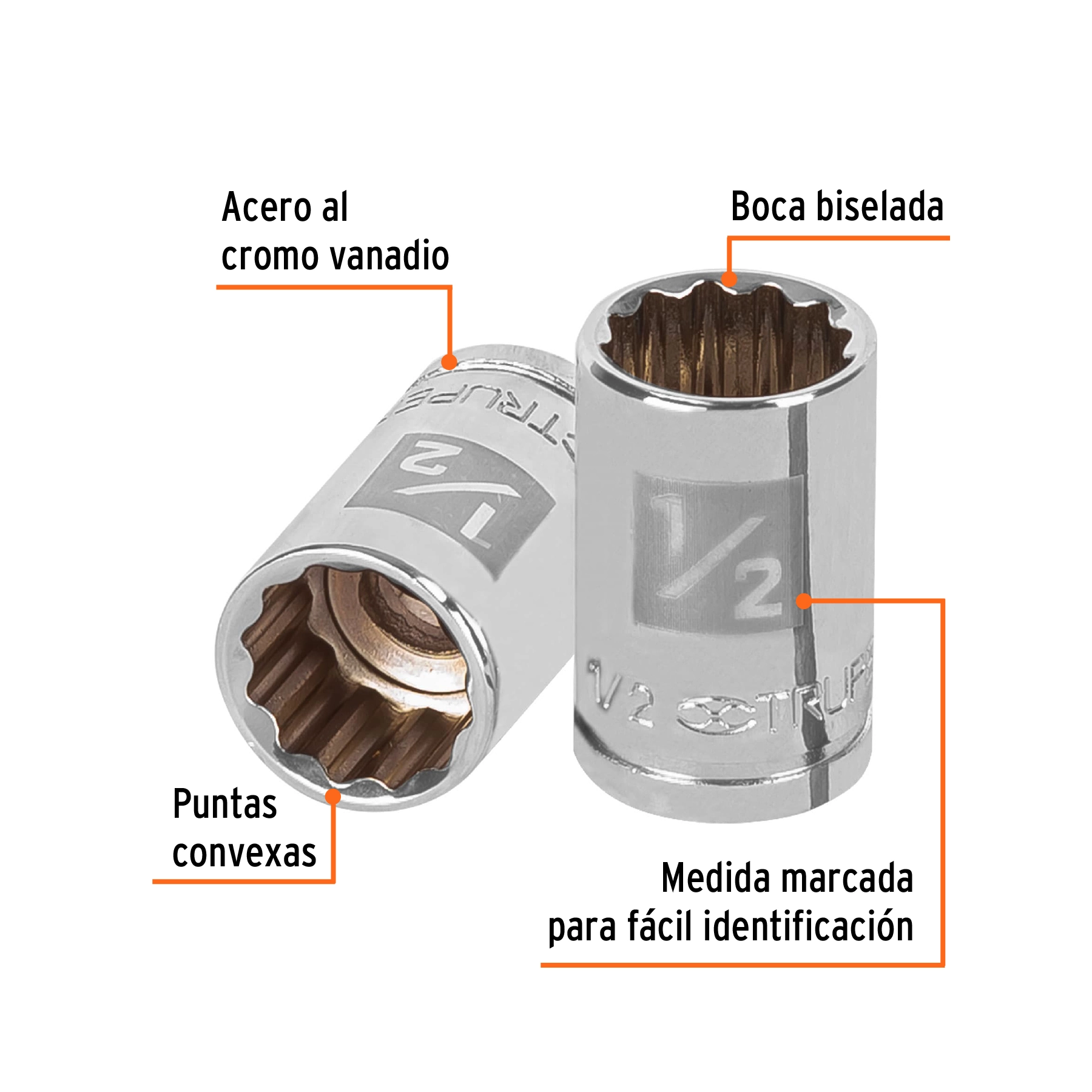 Dado de 1/2', 12 puntas, cuadro 3/8', TRUPER