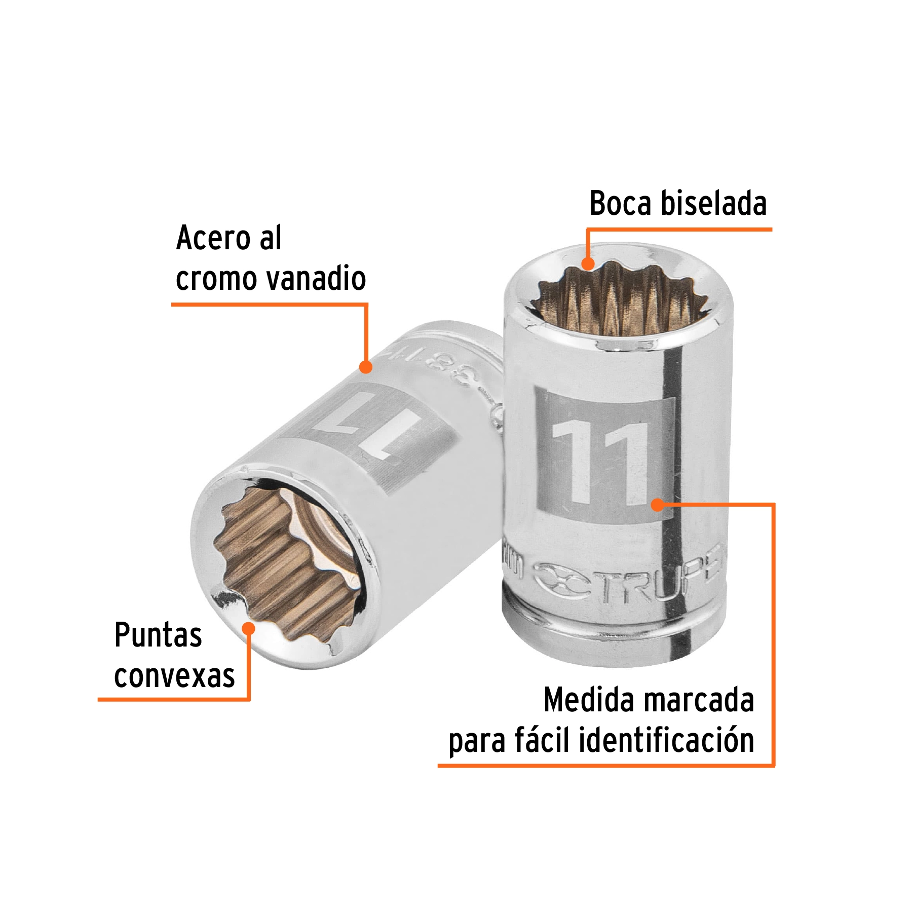 Dado de 11 mm, 12 puntas, cuadro 3/8', TRUPER