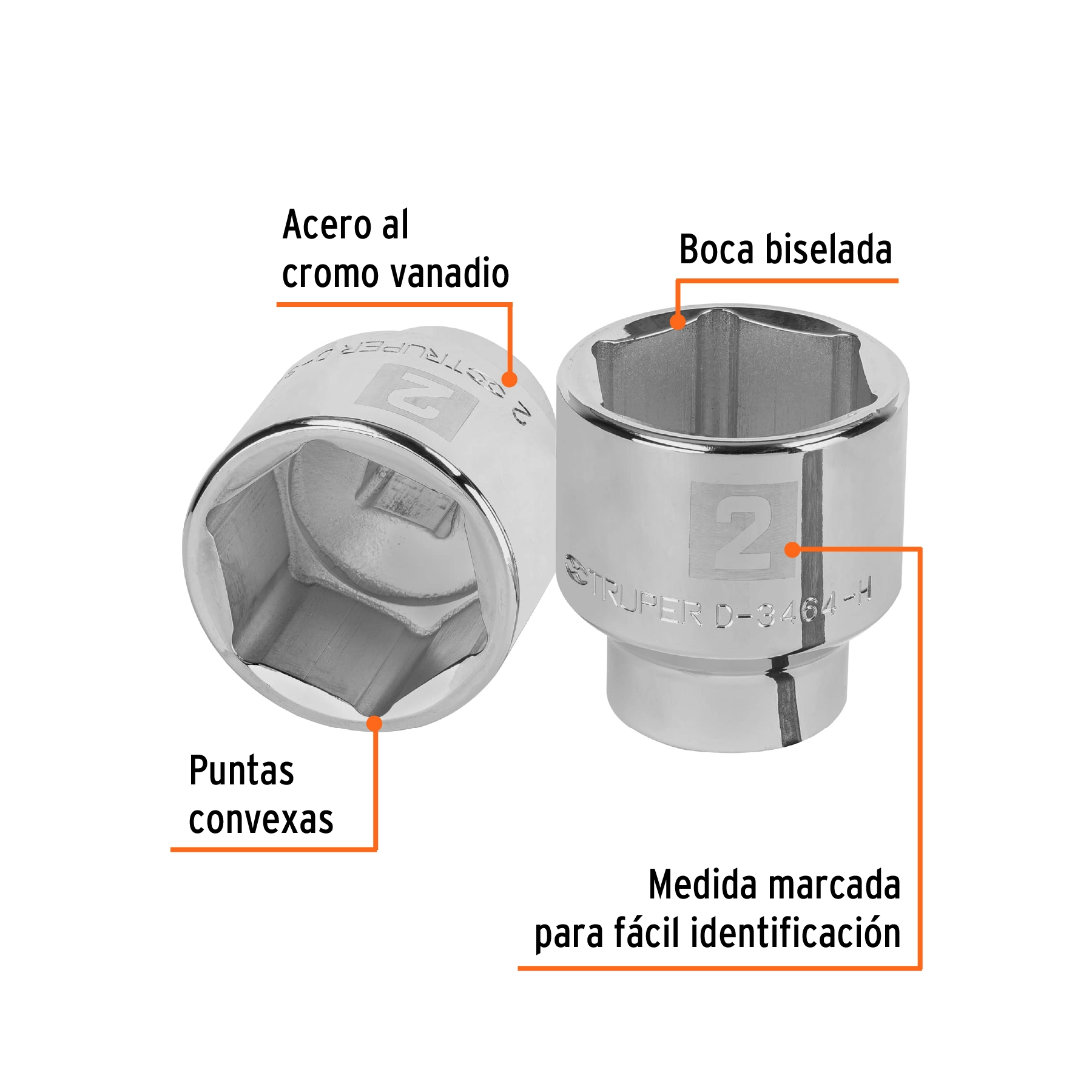 Dado de 2', 6 puntas, cuadro 3/4', TRUPER