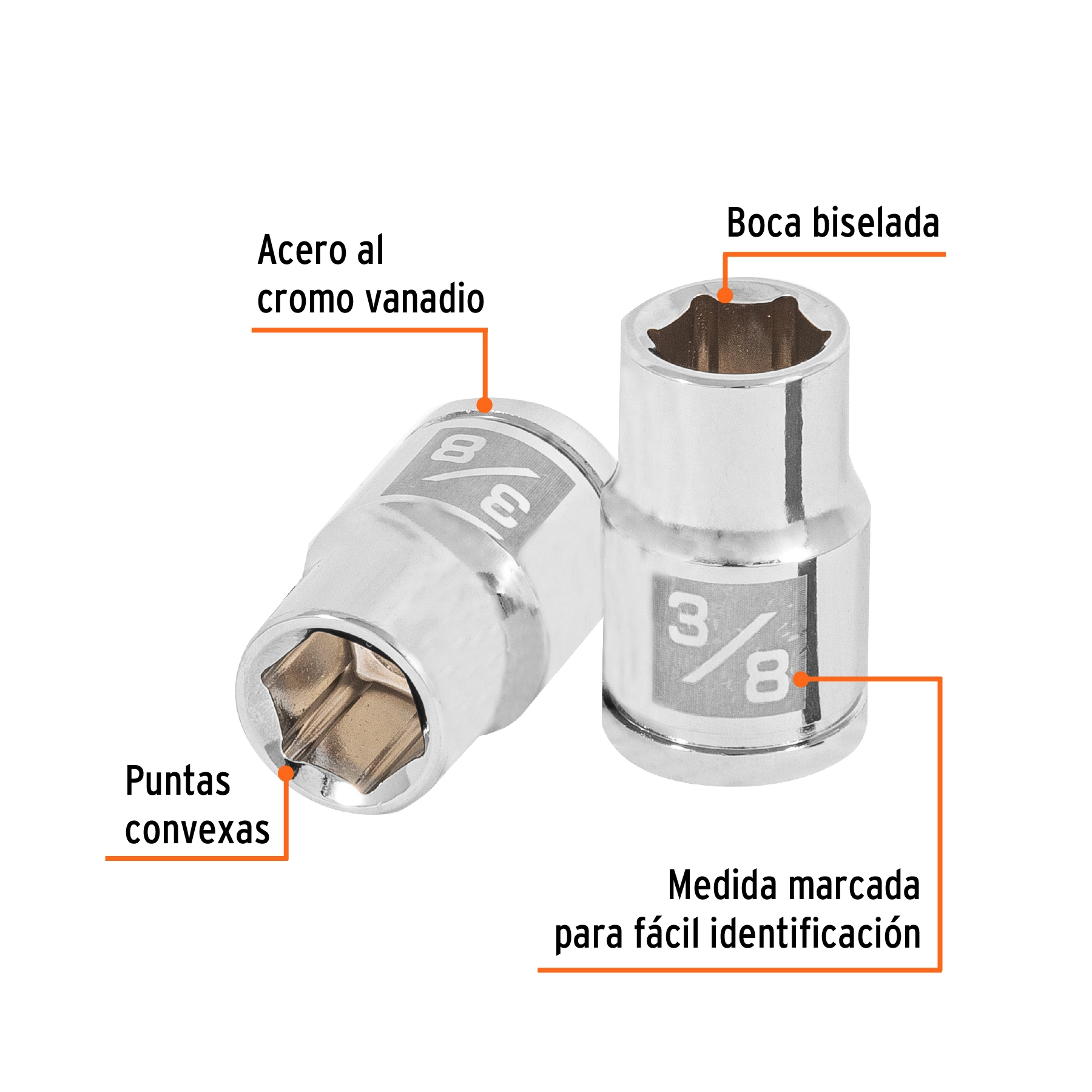 Dado de 3/8', 6 puntas, cuadro 3/8', TRUPER