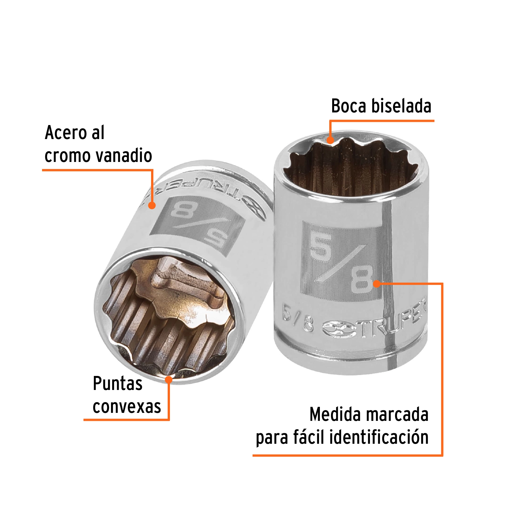Dado de 5/8', 12 puntas, cuadro 3/8', TRUPER