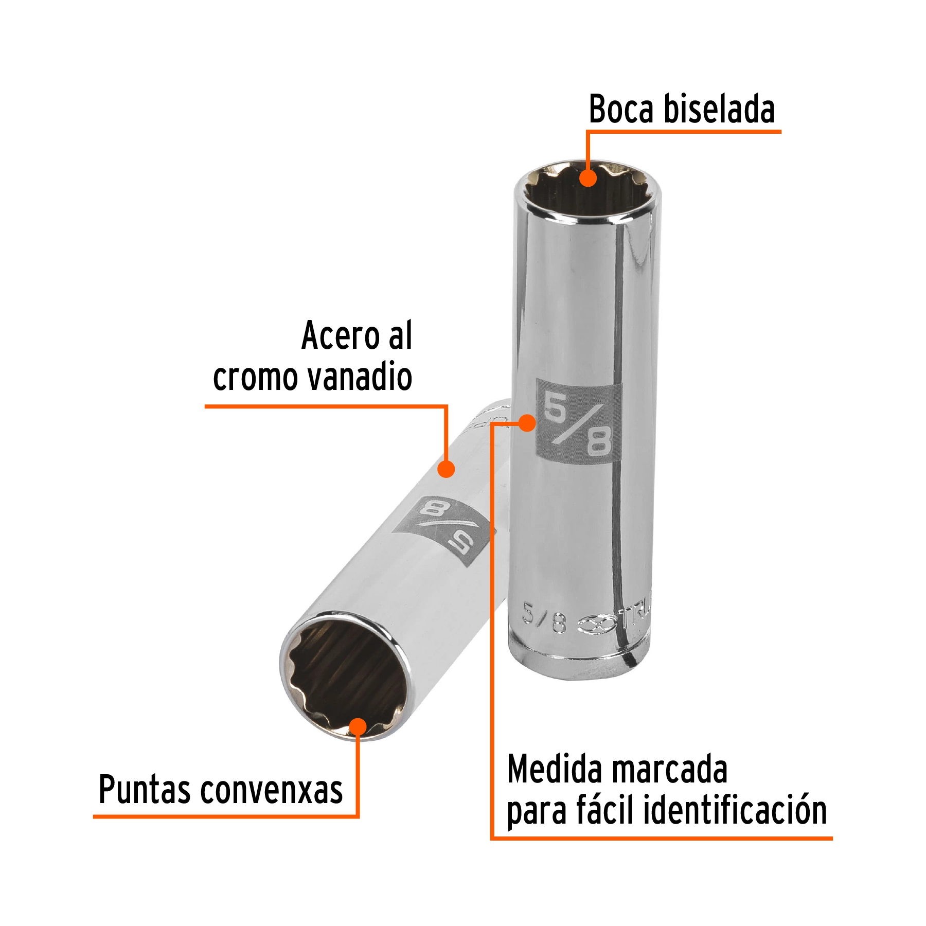 Dado largo de 5/8', 12 puntas, cuadro 1/2', TRUPER