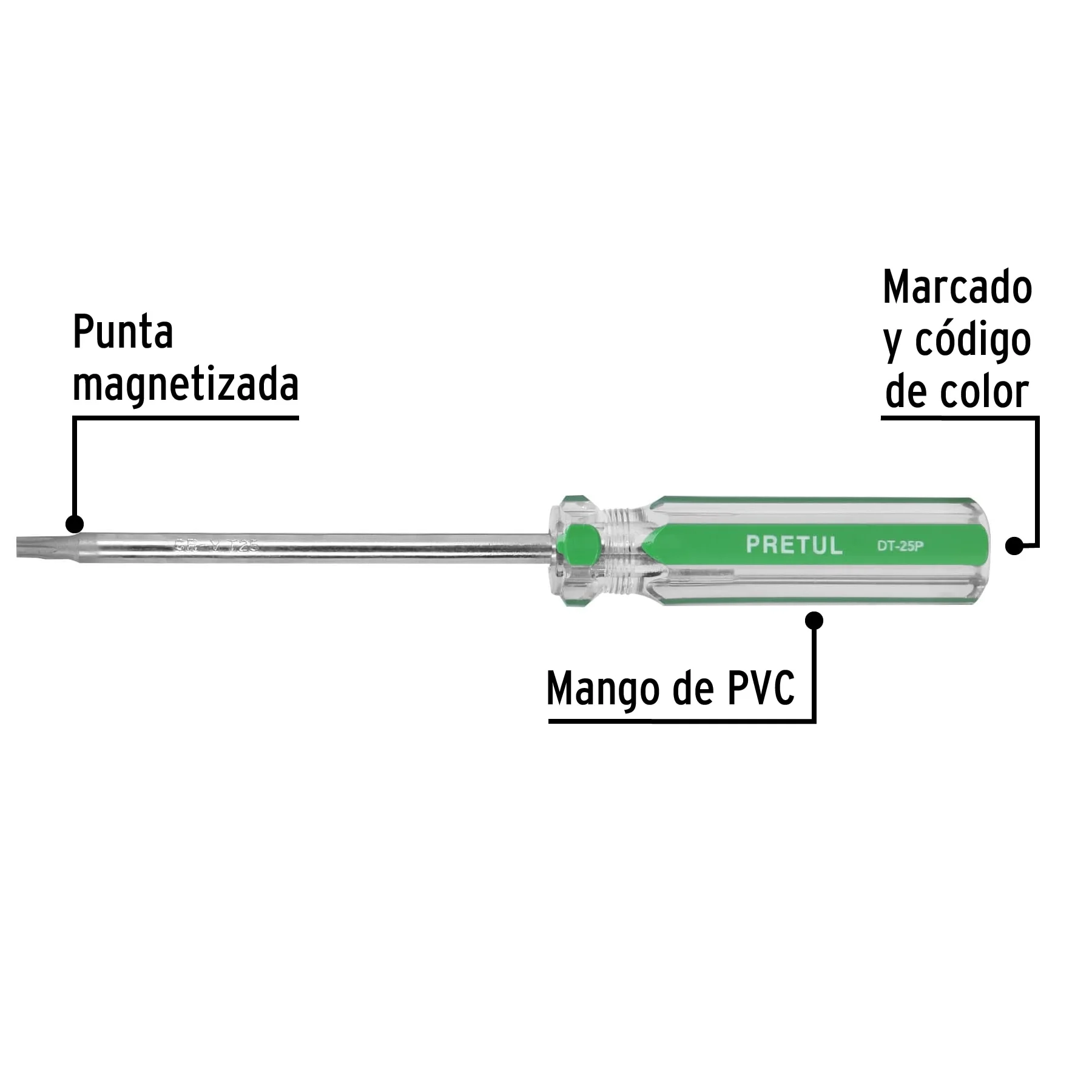 Desarmador punta Torx T 25 mango de PVC, PRETUL