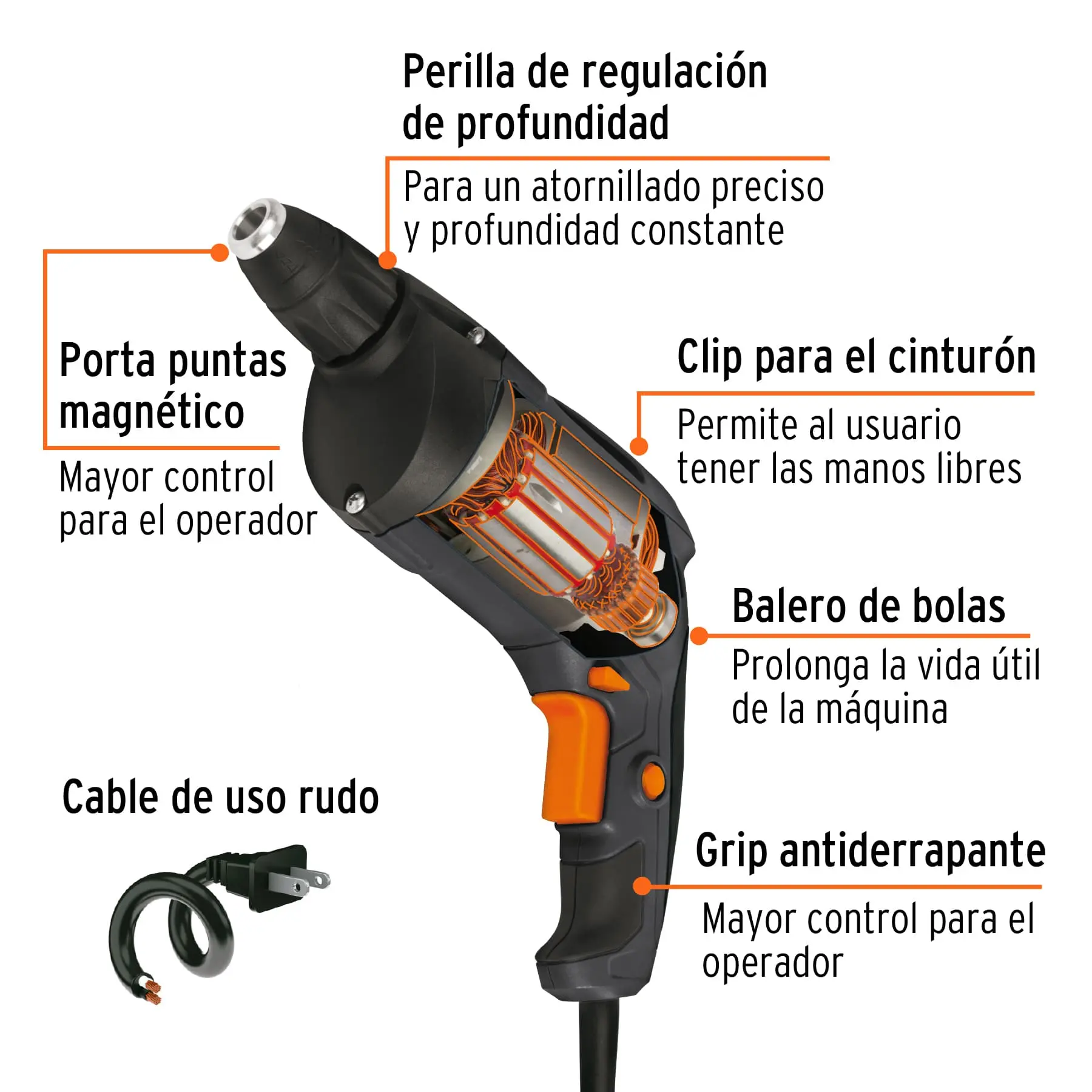 Destornillador para panel de yeso 540W, TRUPER INDUSTRIAL