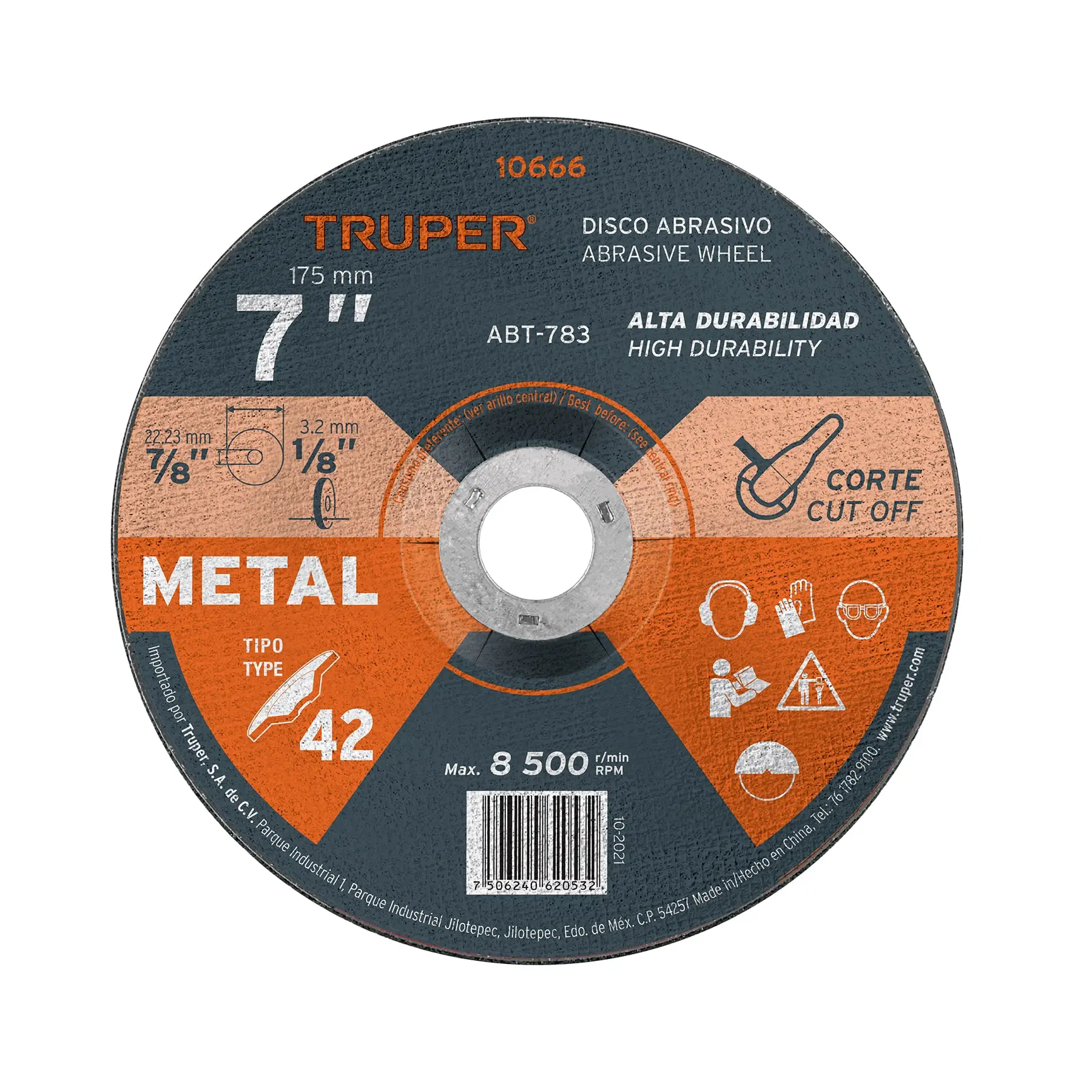 Disco Tipo 42 de 7' x 3.2 mm para corte de metal, TRUPER