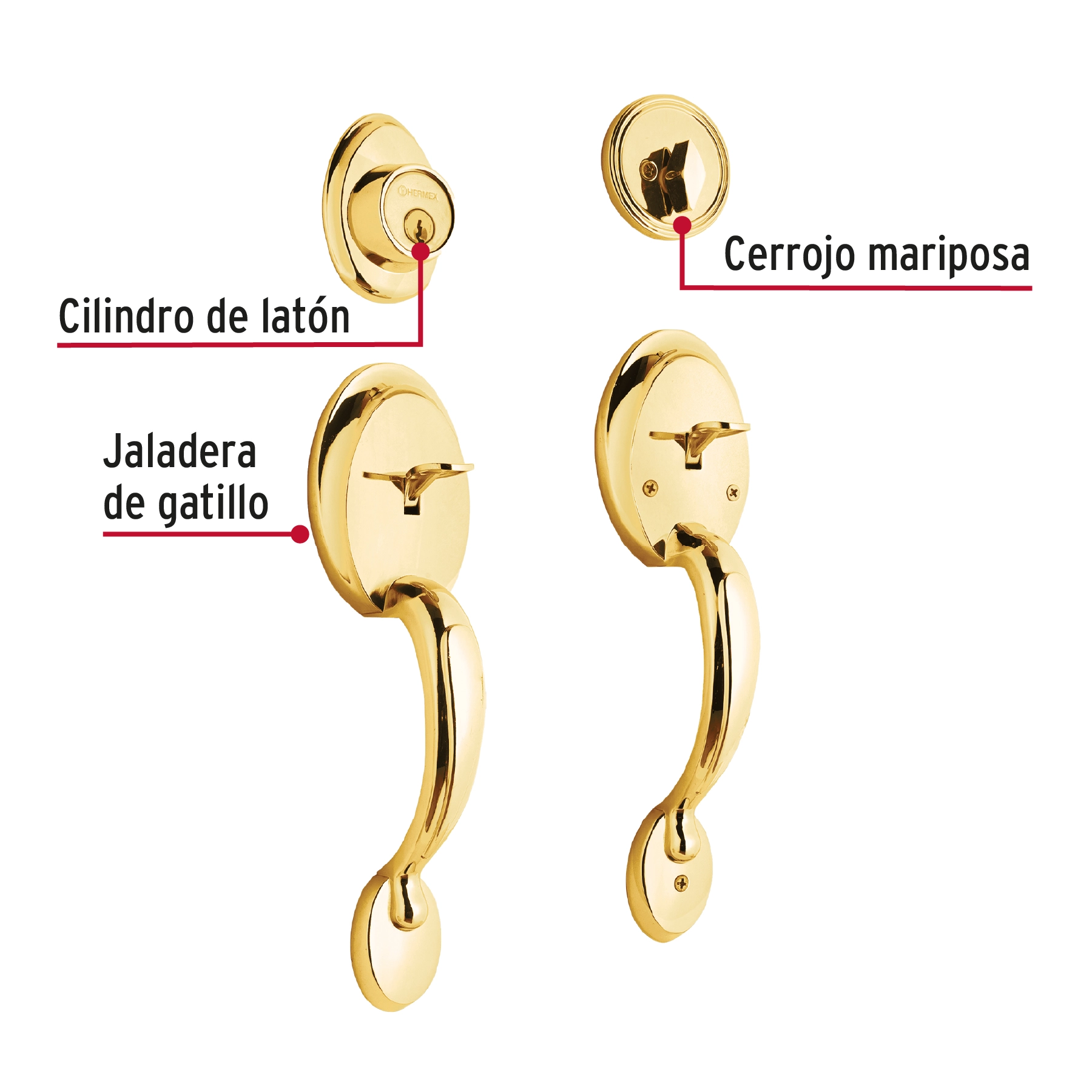 Doble jaladera y perilla, Berna mariposa, LB, BASIC