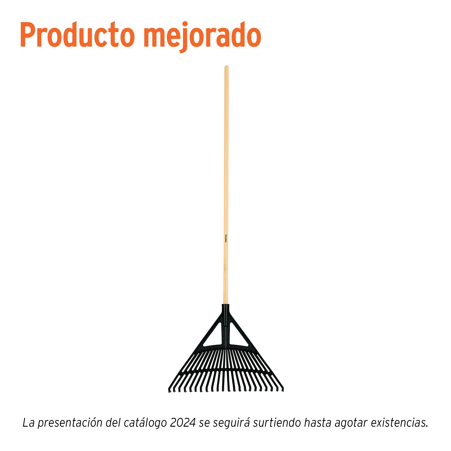 Escoba plástica p/jardín, flex. 22 dientes, mango 48' PRETUL