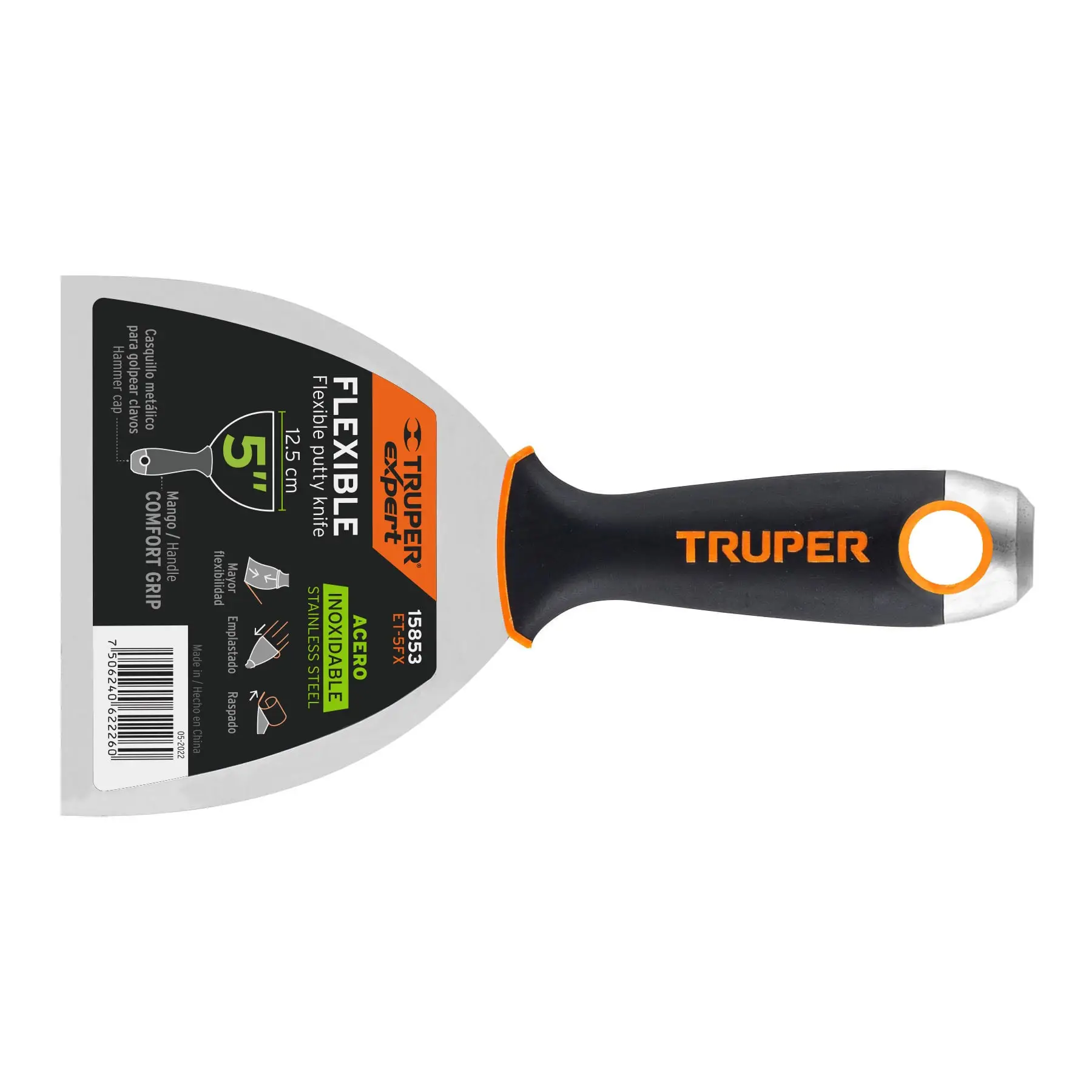 Espátula flexible 5' acero inoxidable, Comfort Grip, EXPERT