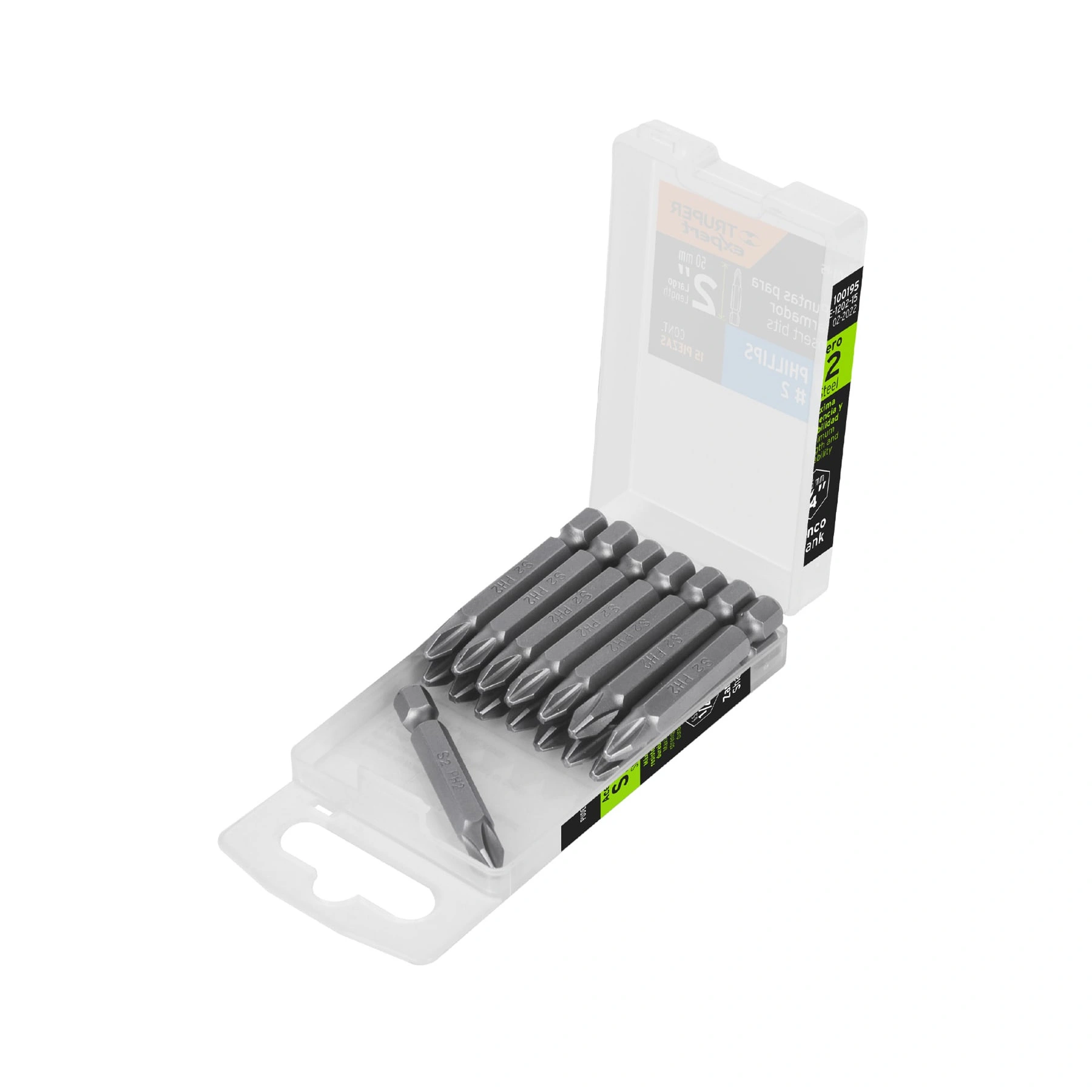 Estuche con 15 puntas de cruz PH2 largo 2', TRUPER EXPERT