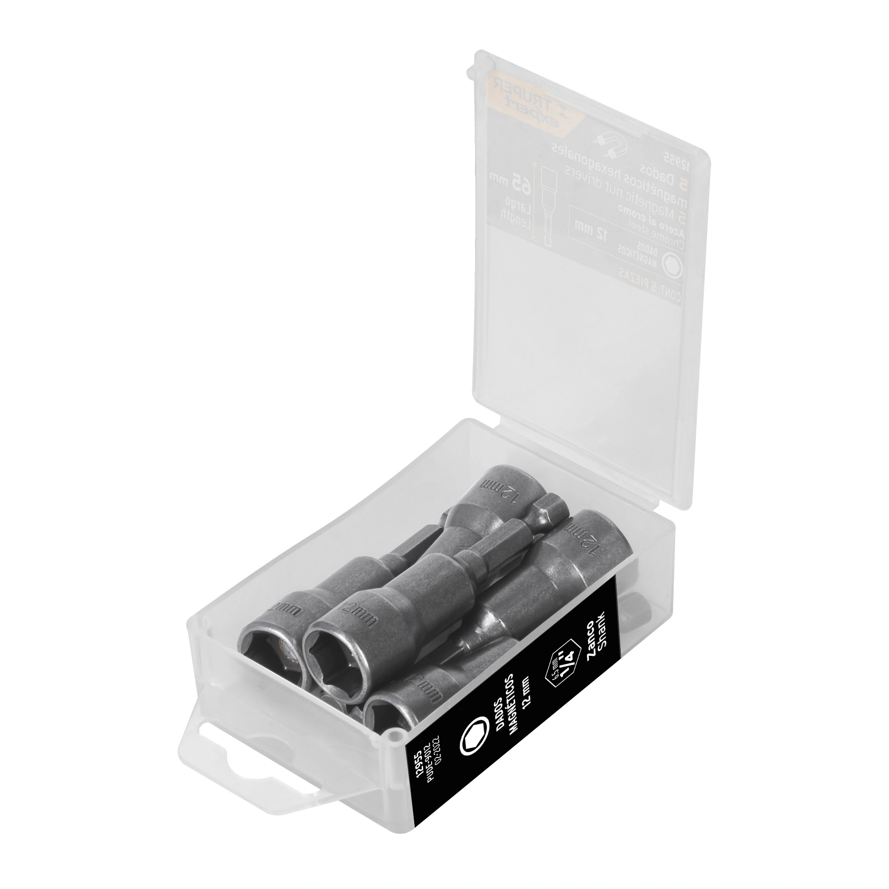 Estuche con 5 dados magnéticos de 12 mm largo 2-1/2', EXPERT