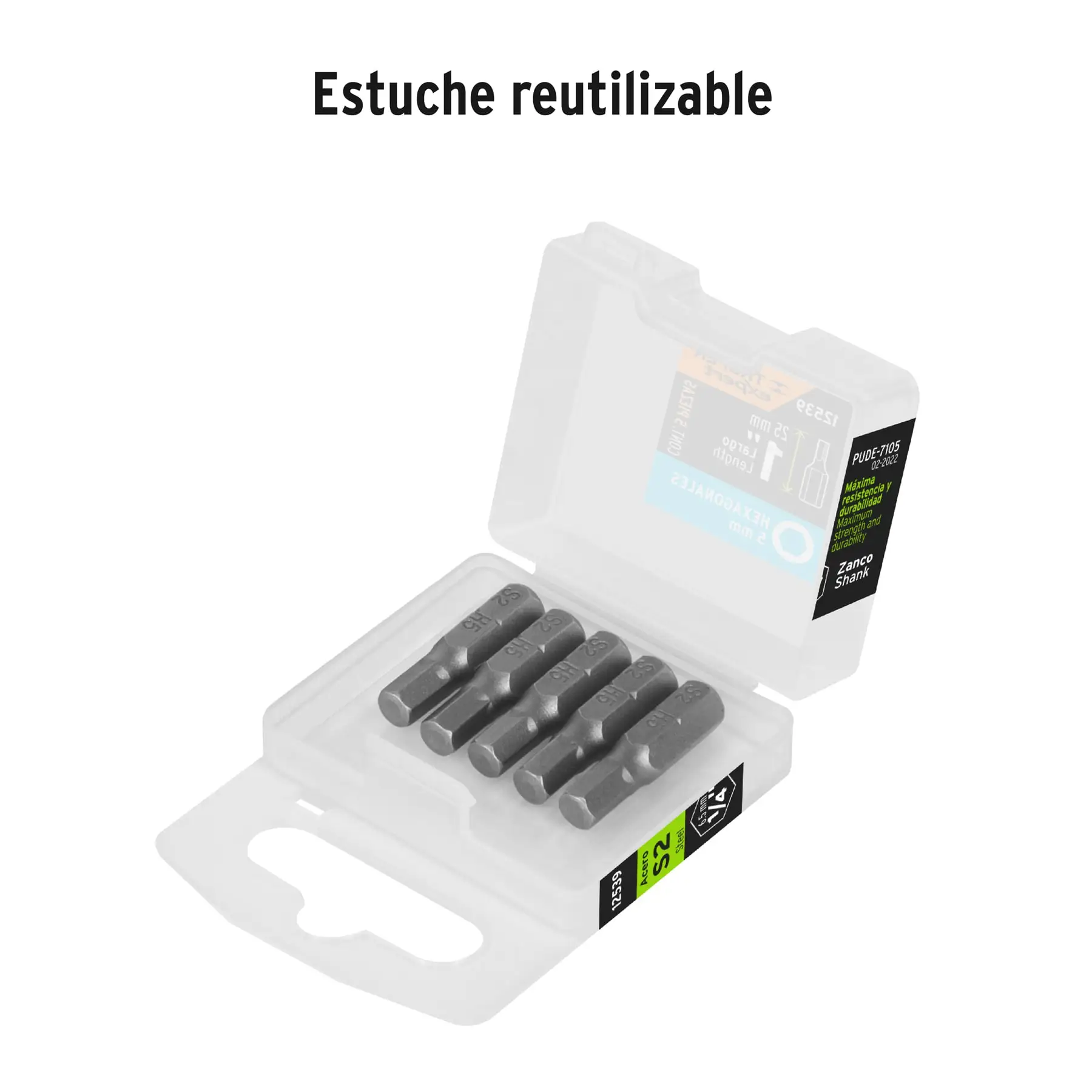 Estuche con 5 puntas hexagonales de 5 mm largo 1', EXPERT