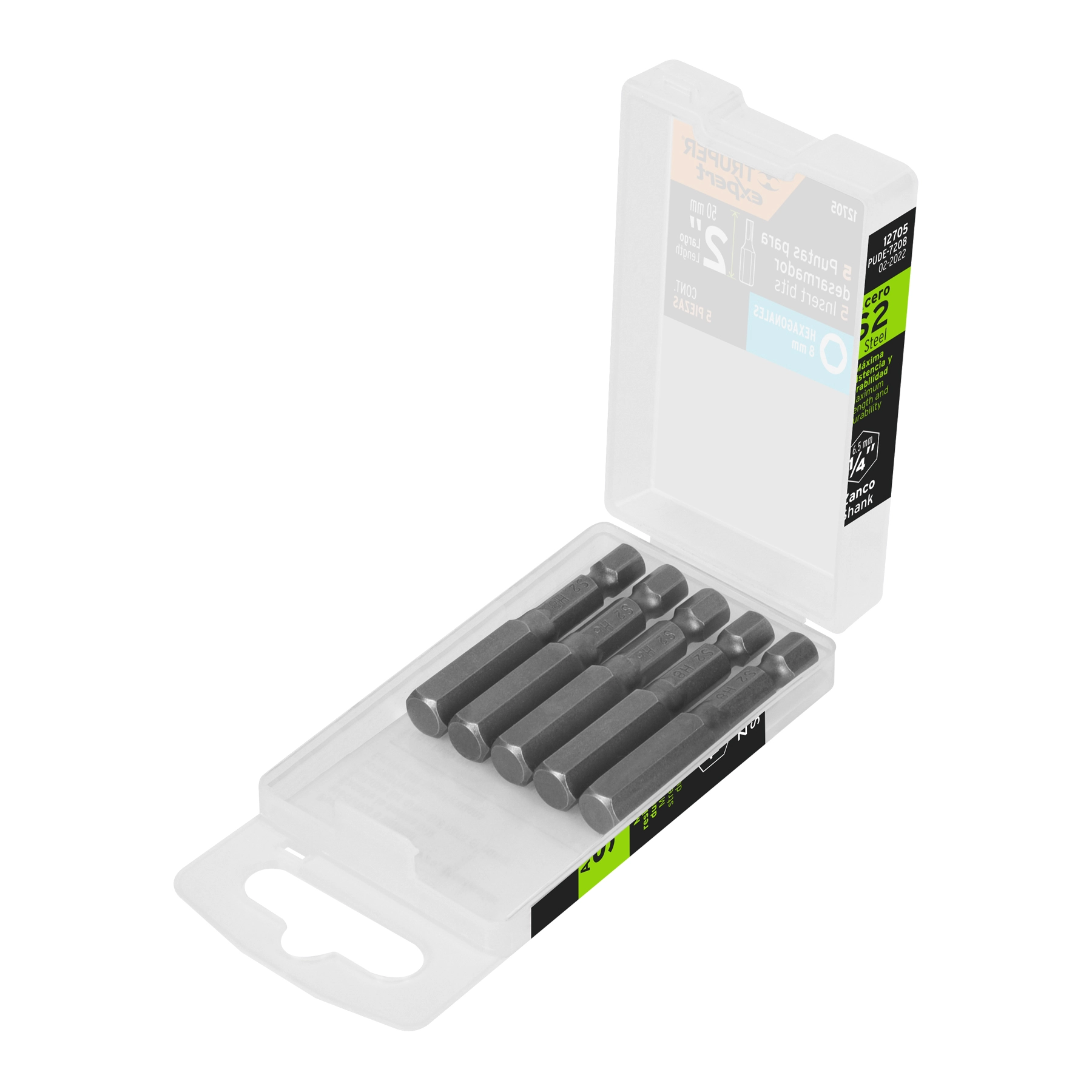 Estuche con 5 puntas hexagonales de 8 mm largo 2', EXPERT