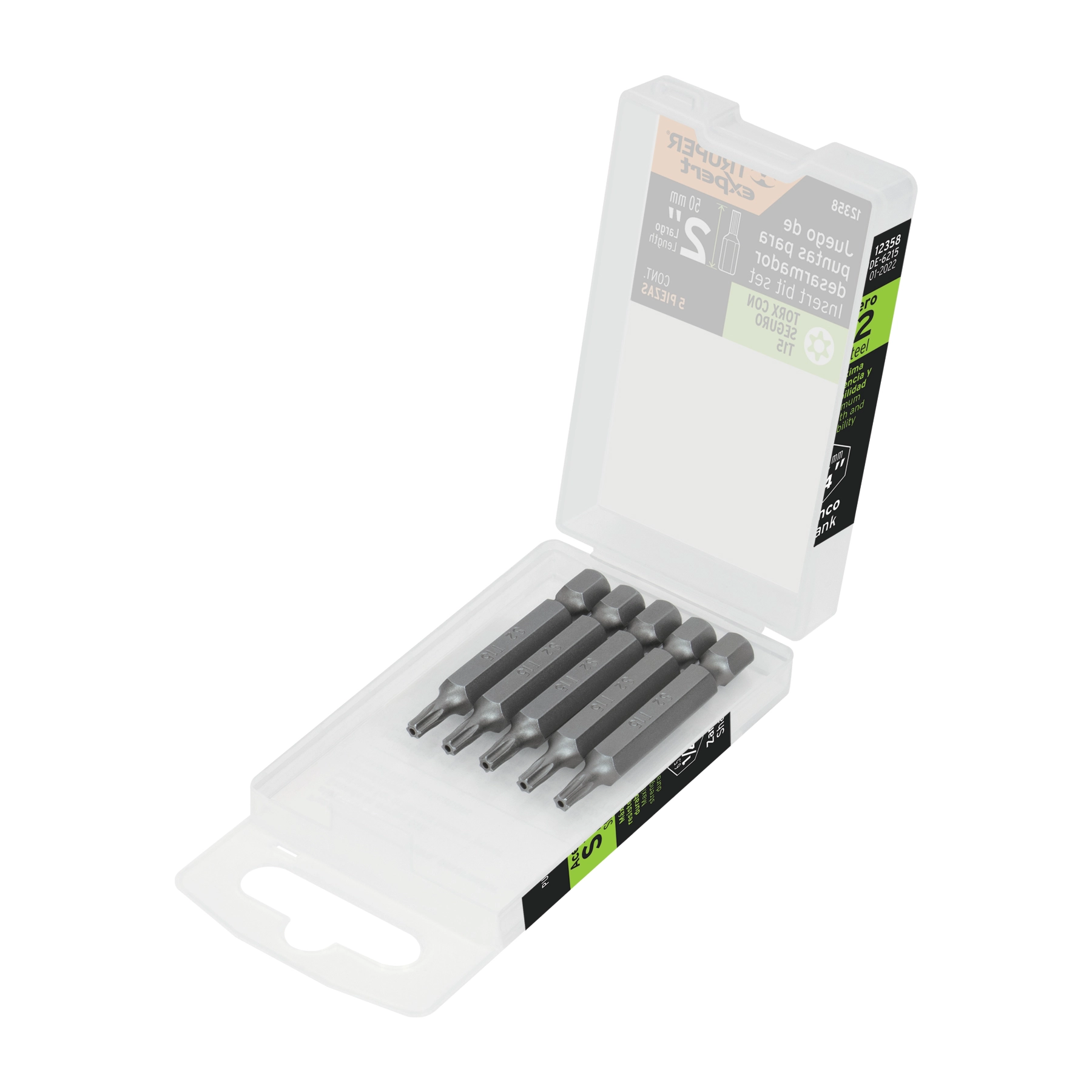 Estuche con 5 puntas torx T15 con seguro largo 2', EXPERT