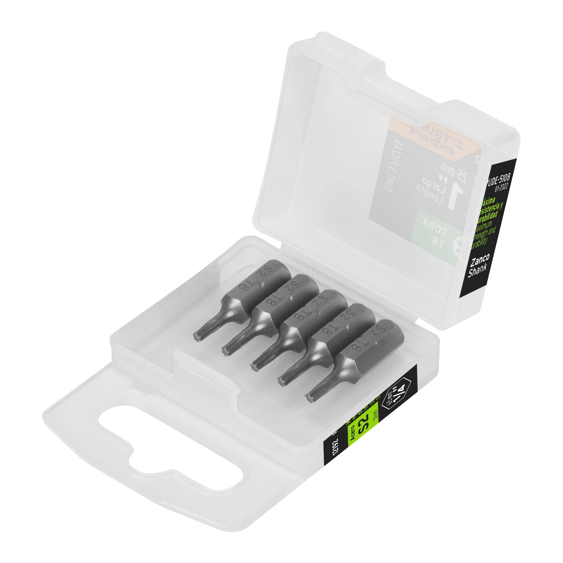 Estuche con 5 puntas torx T8 largo 1', TRUPER EXPERT
