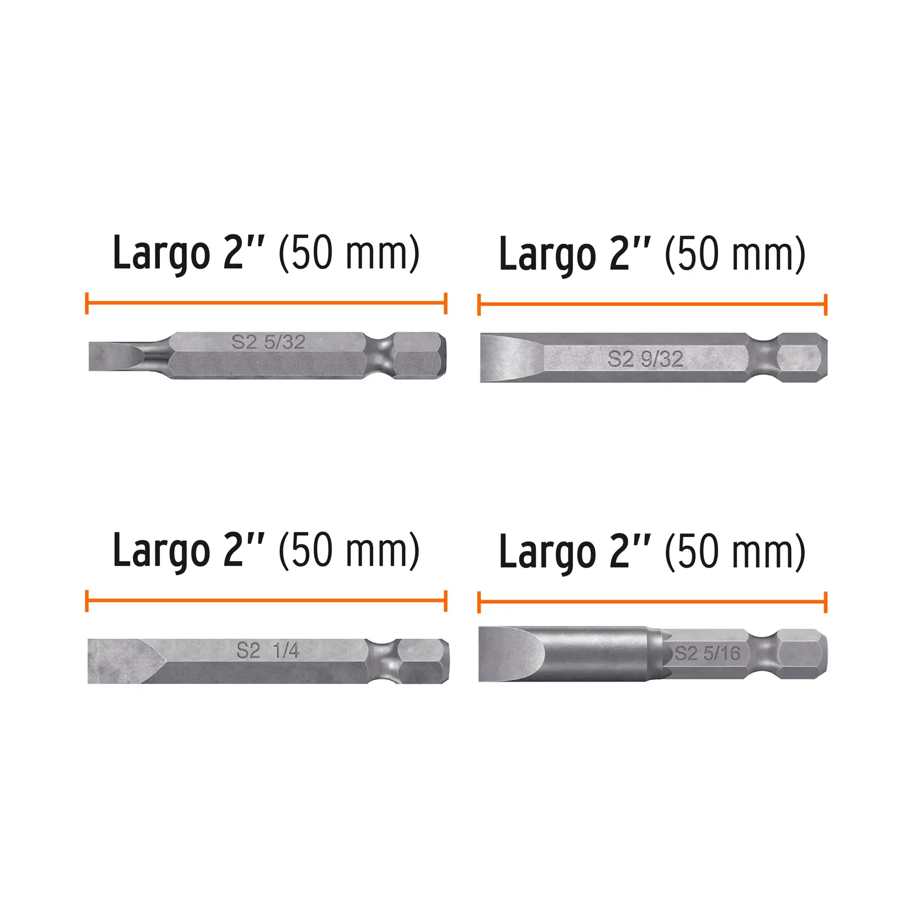 Estuche con 6 puntas planas combinadas largo 2', EXPERT