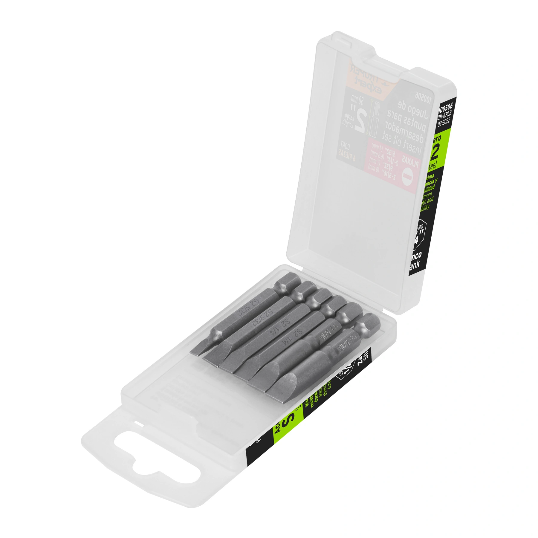 Estuche con 6 puntas planas combinadas largo 2', EXPERT