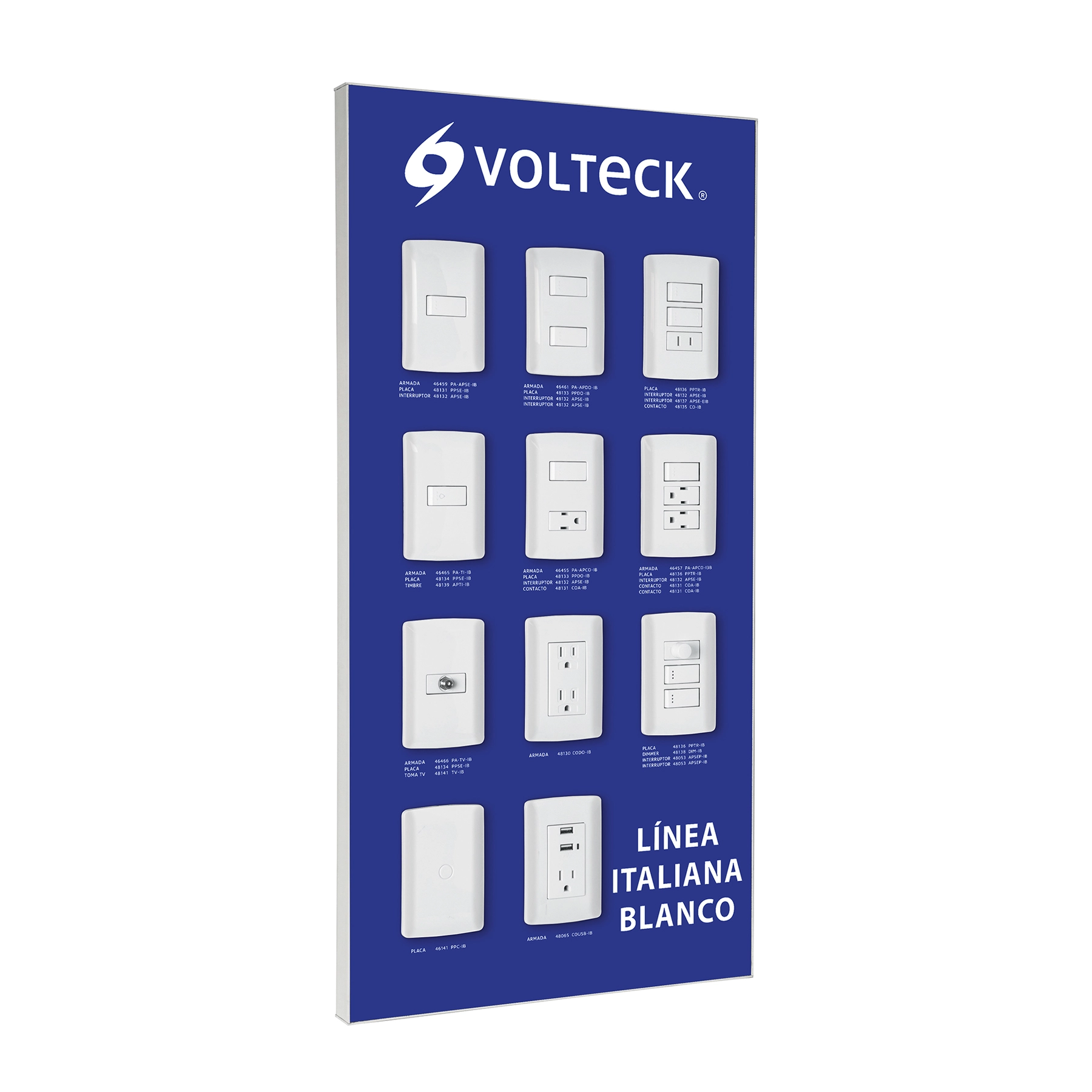 Exhibidor línea italiana blanco, VOLTECK