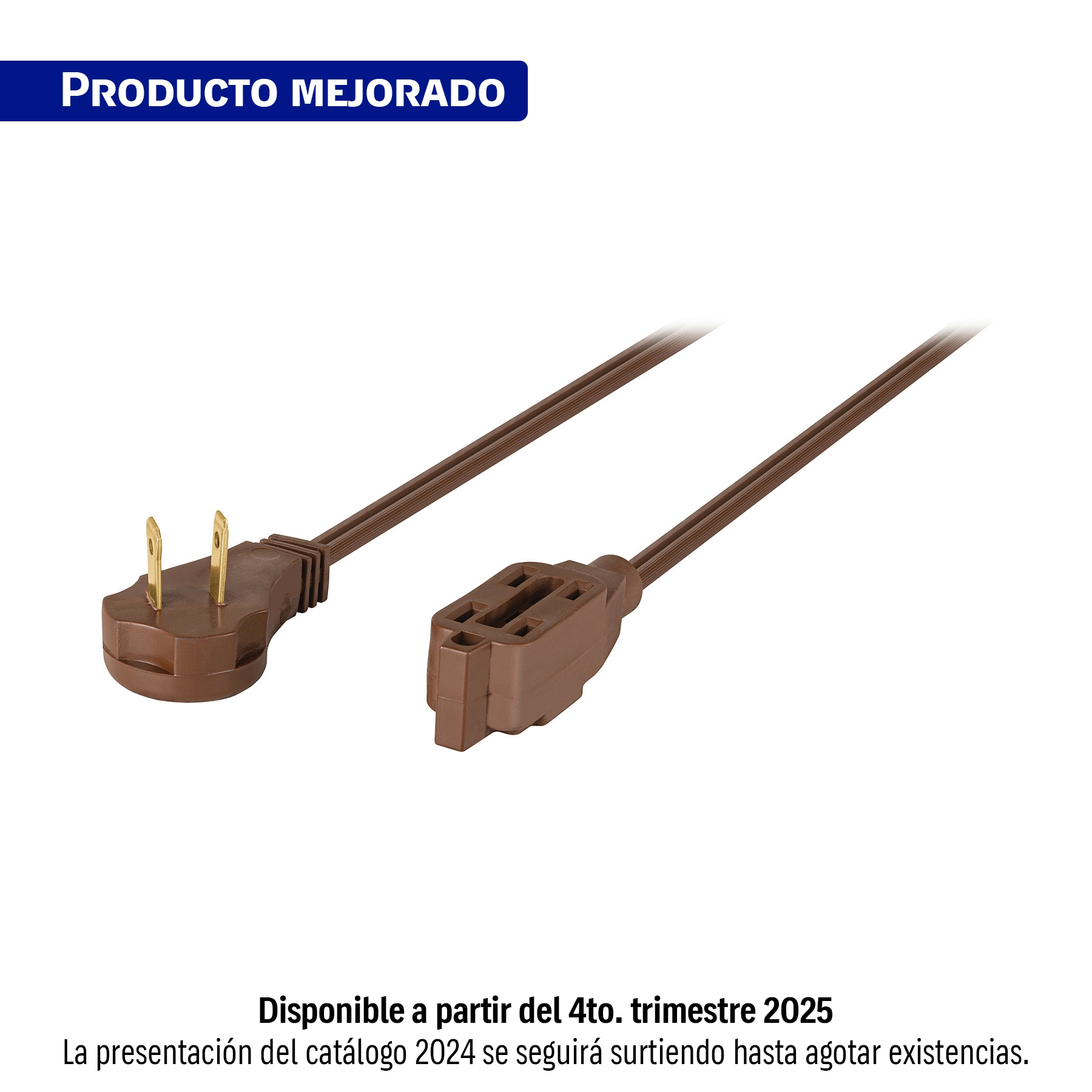 Extensión eléctrica doméstica 5 m clavija plana, café