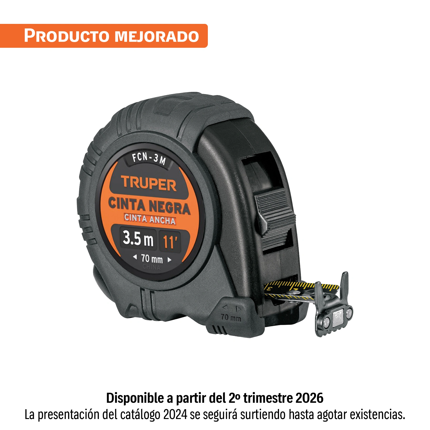 Flexómetro contra impactos 3 m, Cinta Negra 13 mm, TRUPER
