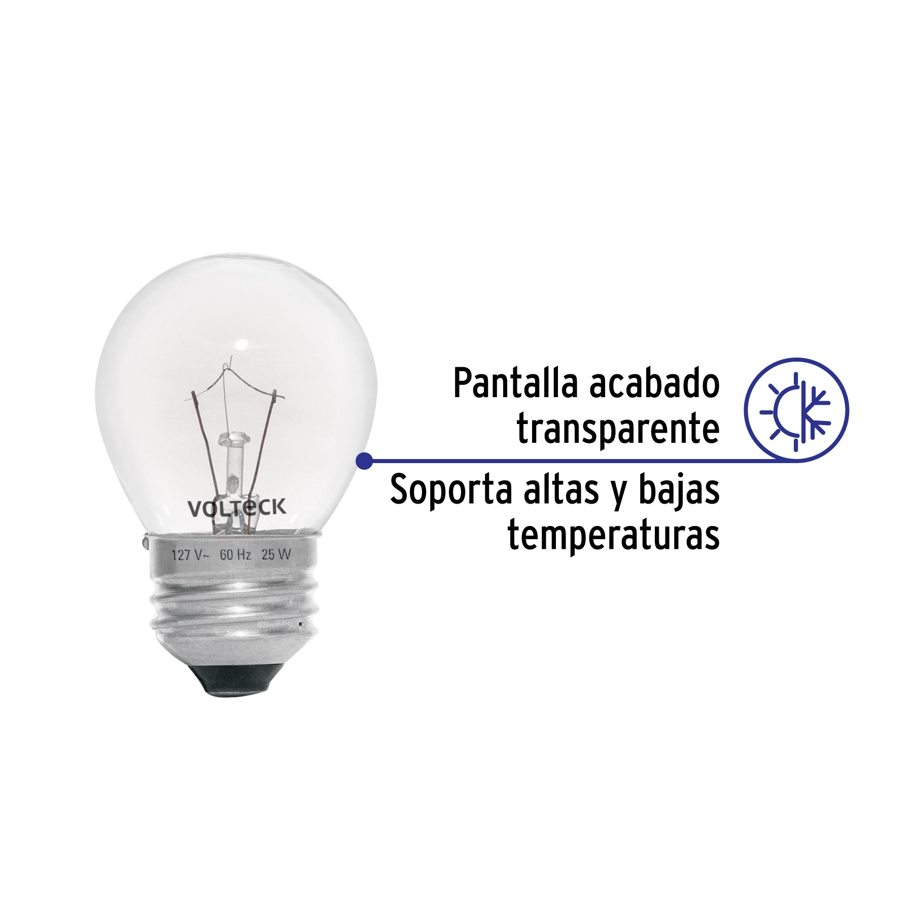 Foco incandescente 25W para horno/refrigerador, transparente