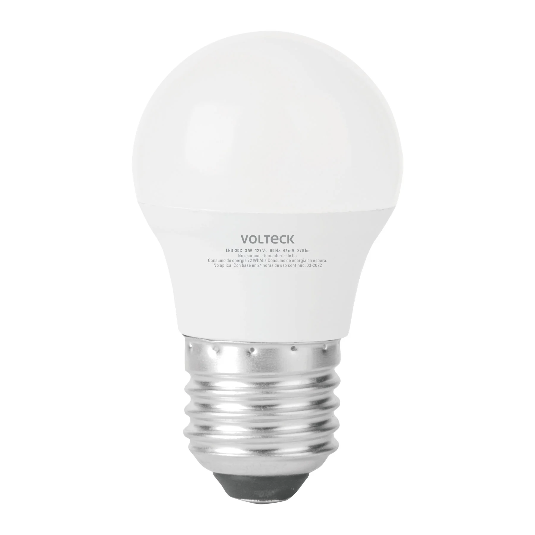 Foco LED 3W (25W) A19, 3000K blanca cálida, 270 lm, blíster