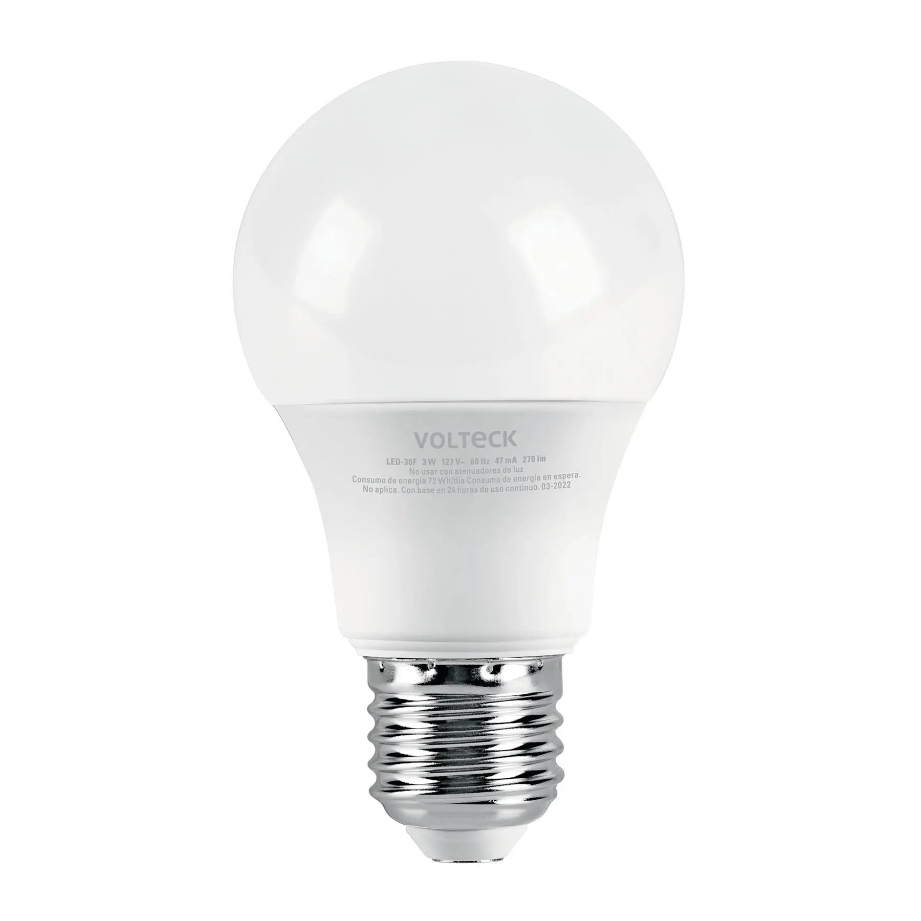 Foco LED 3W (25W) A19, 6500K blanca fría, 270 lm, blíster