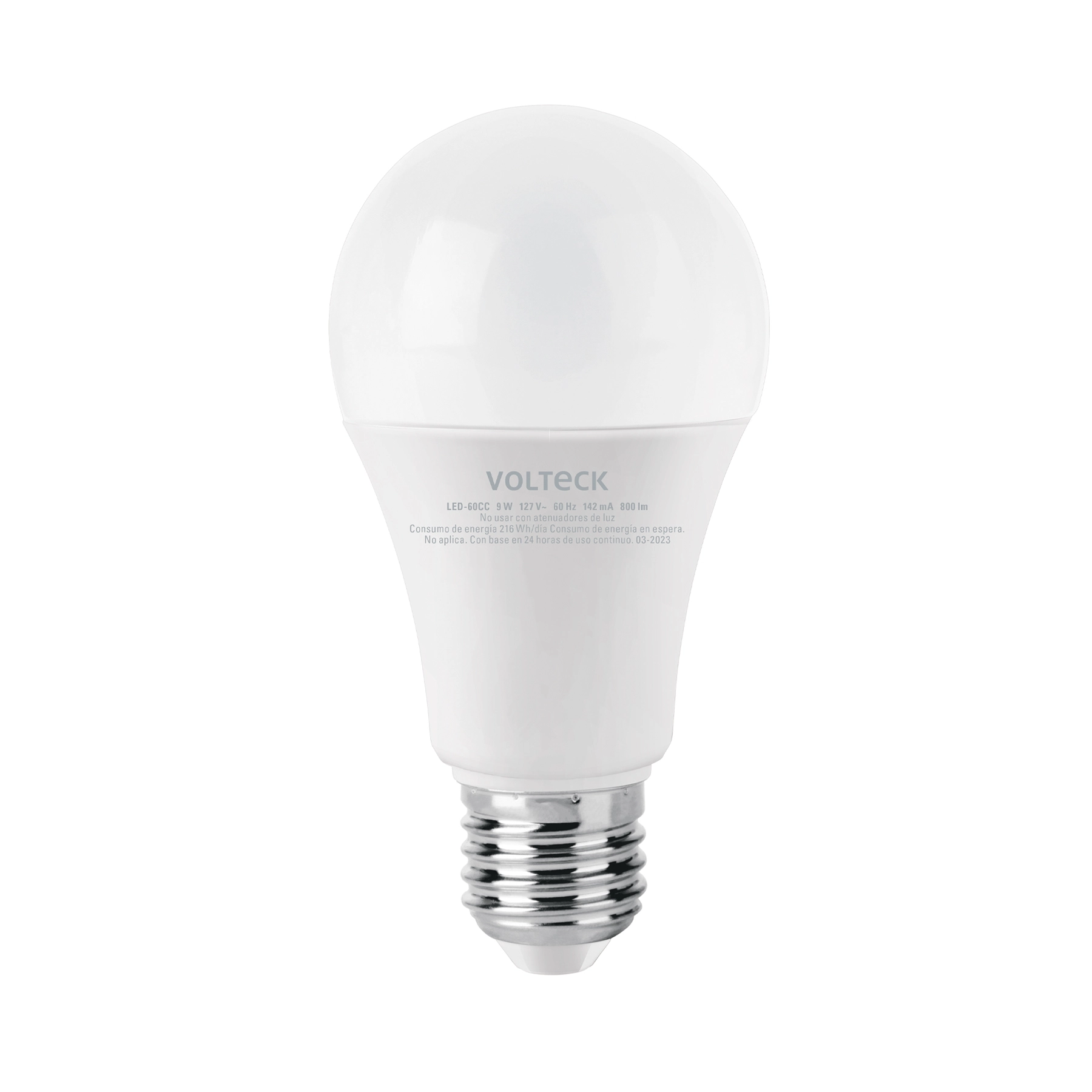 Foco LED 9W (60W) A19, 3000K blanca cálida, 800 lm, caja