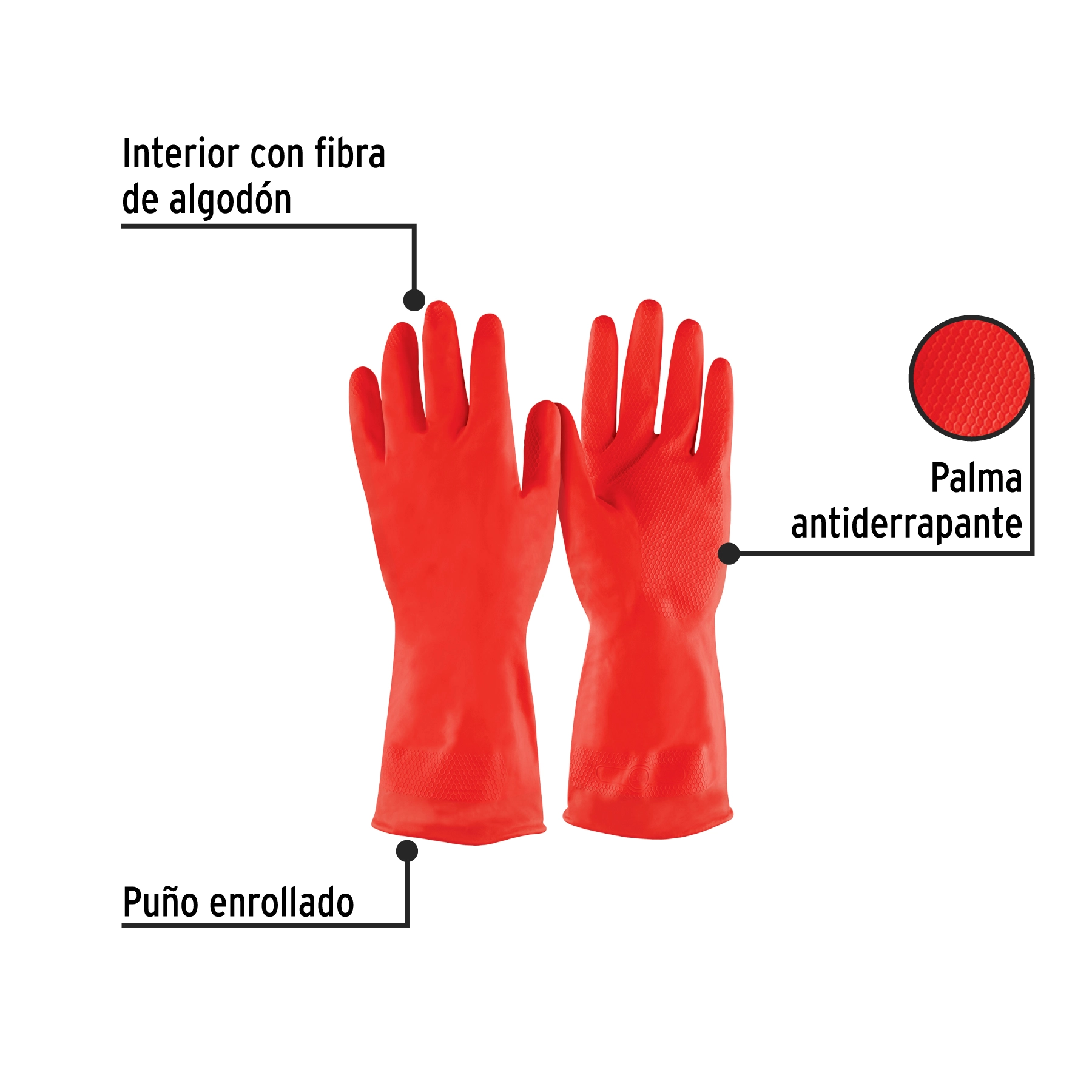 Guantes de látex para limpieza, rojos, ECH, PRETUL