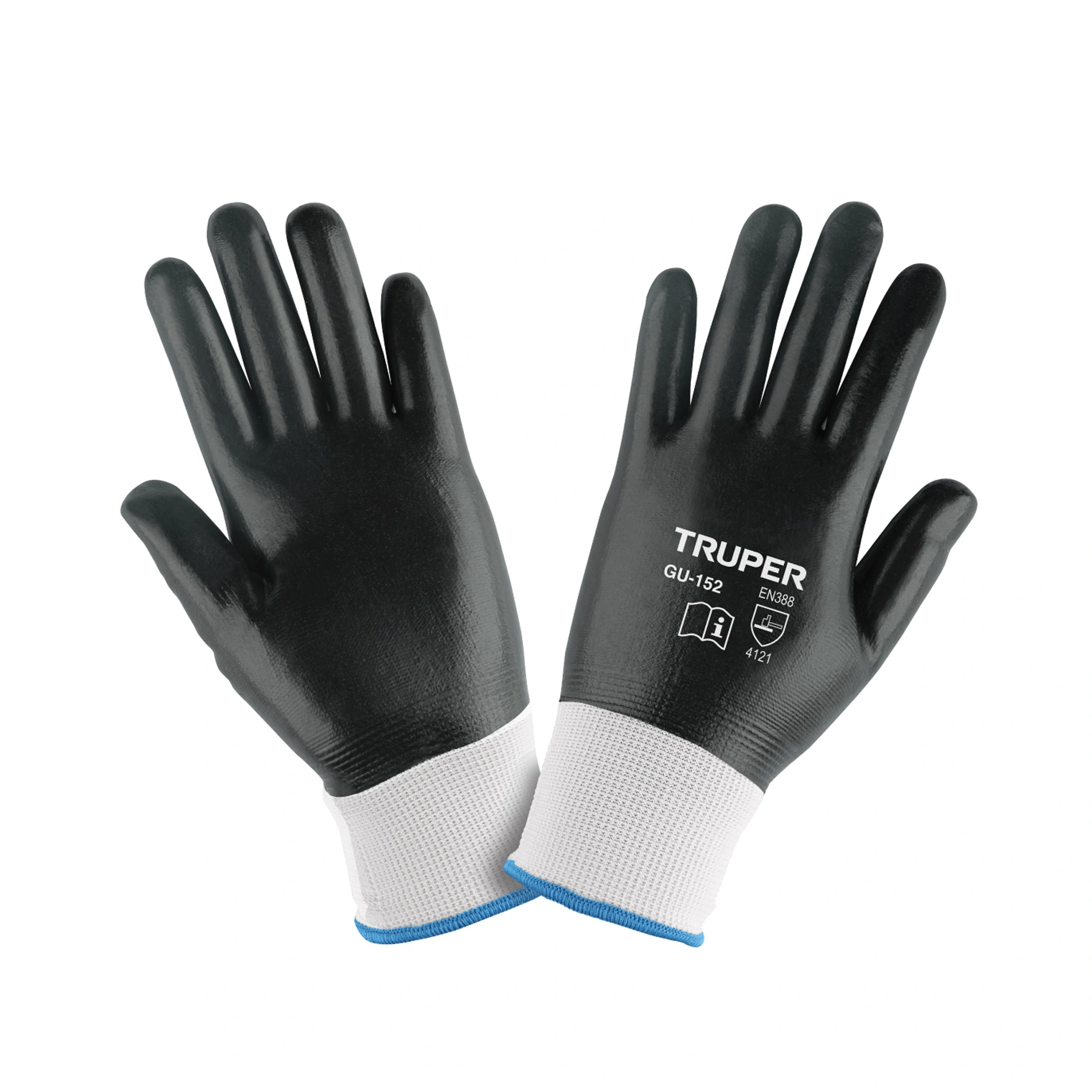 Guantes de poliéster recubiertos de nitrilo, M, TRUPER