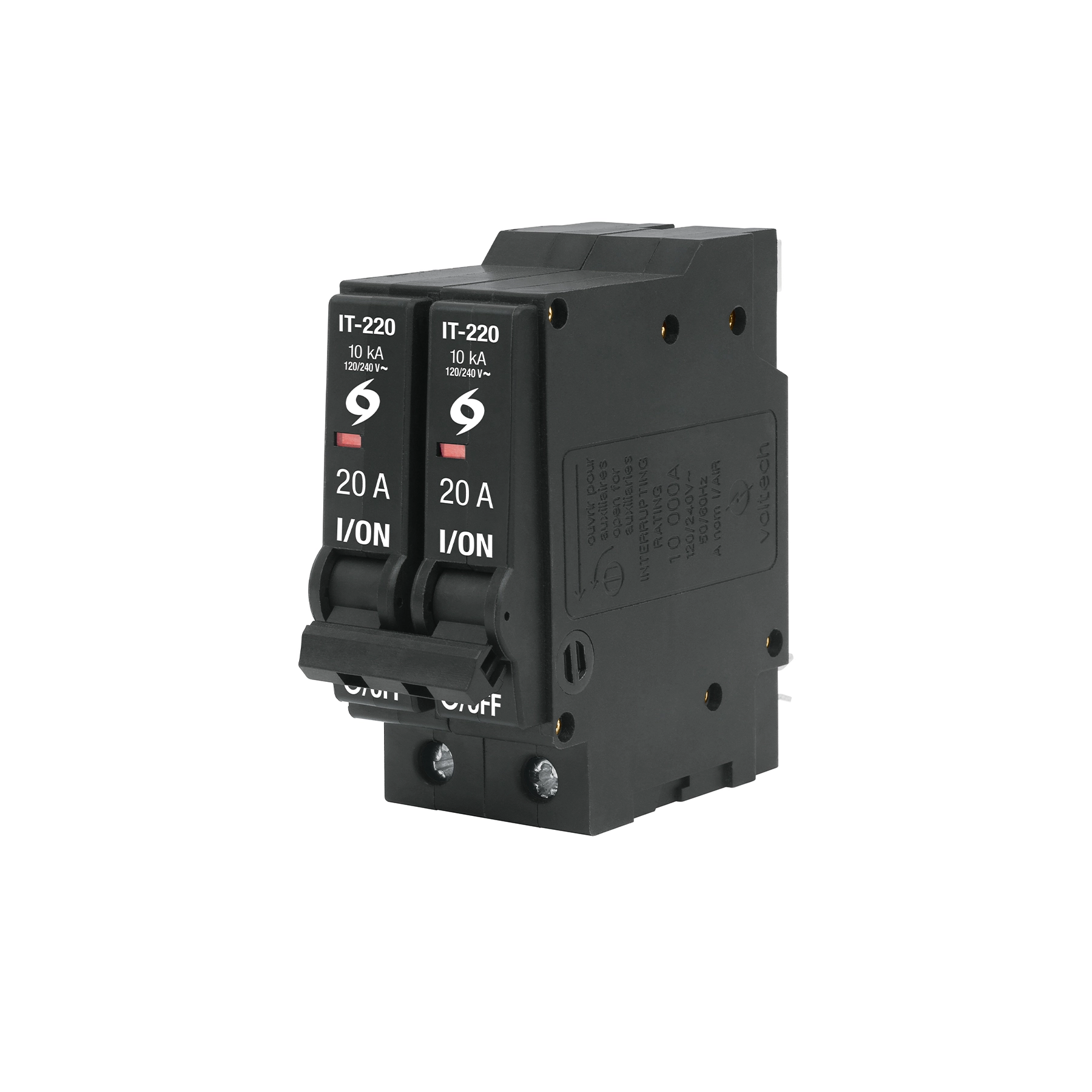 Interruptor de 2 polos 20A, enchufable, a granel, VOLTECK