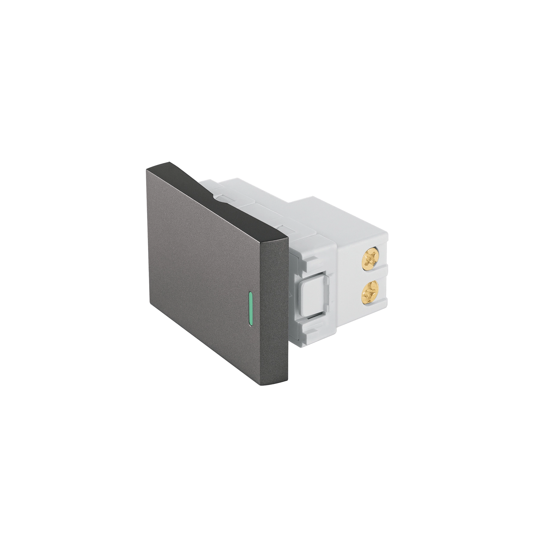 Interruptor sencillo acero inox de 1.5 módulos, línea Lisboa