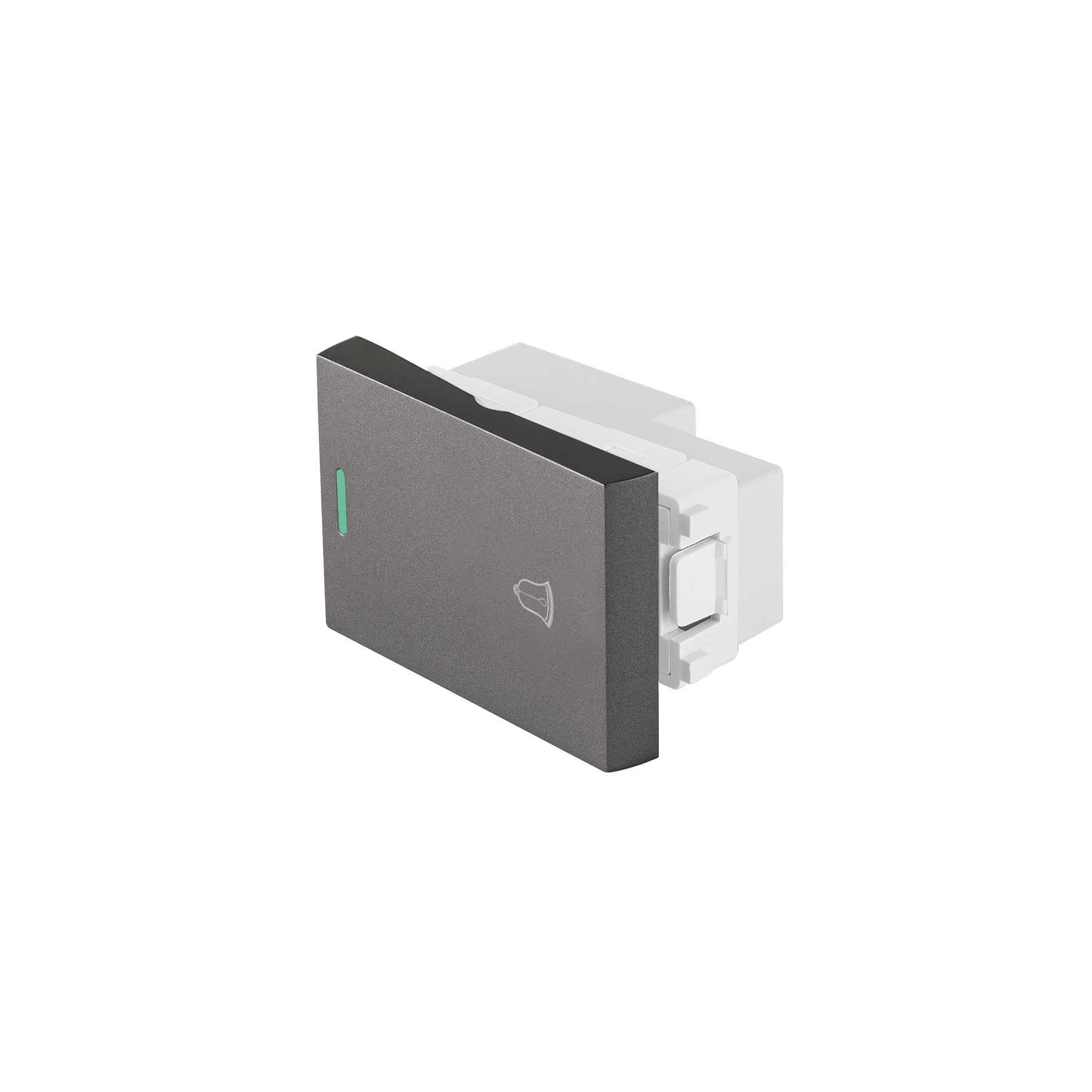Interruptor timbre acero inox de 1.5 módulos, línea Lisboa