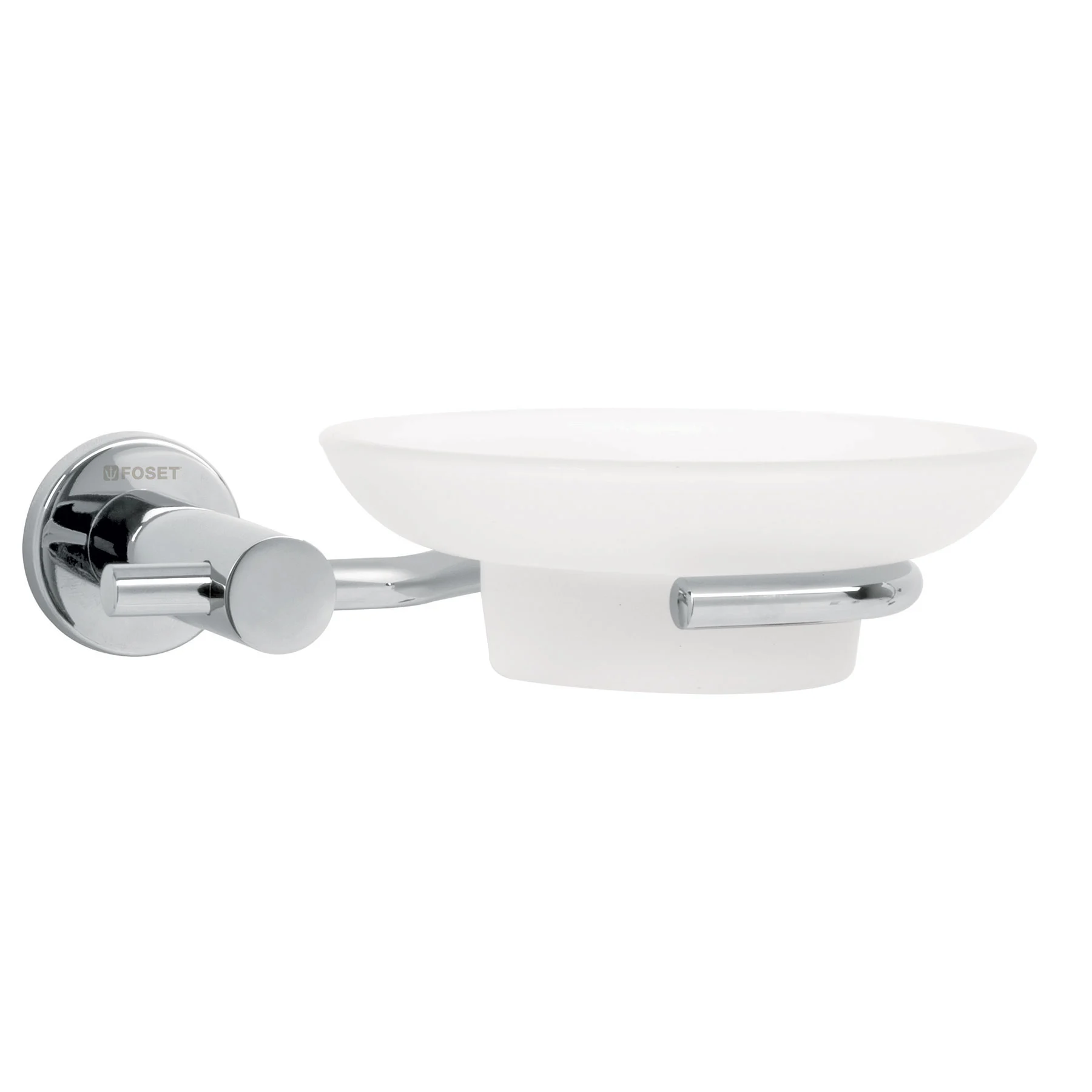 Jabonera metálica cromo con plato de vidrio, FOSET ELEMENT