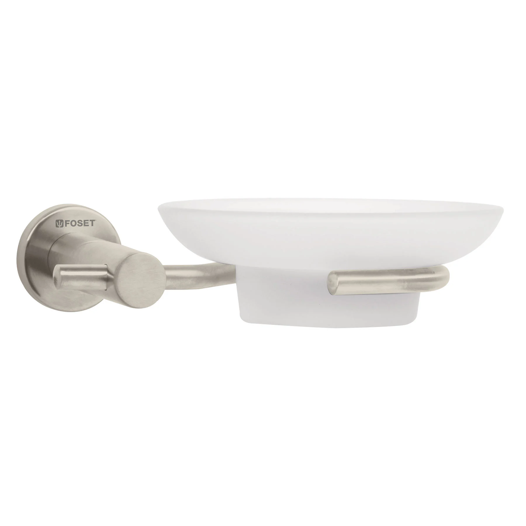 Jabonera metálica satín con plato de vidrio, FOSET ELEMENT