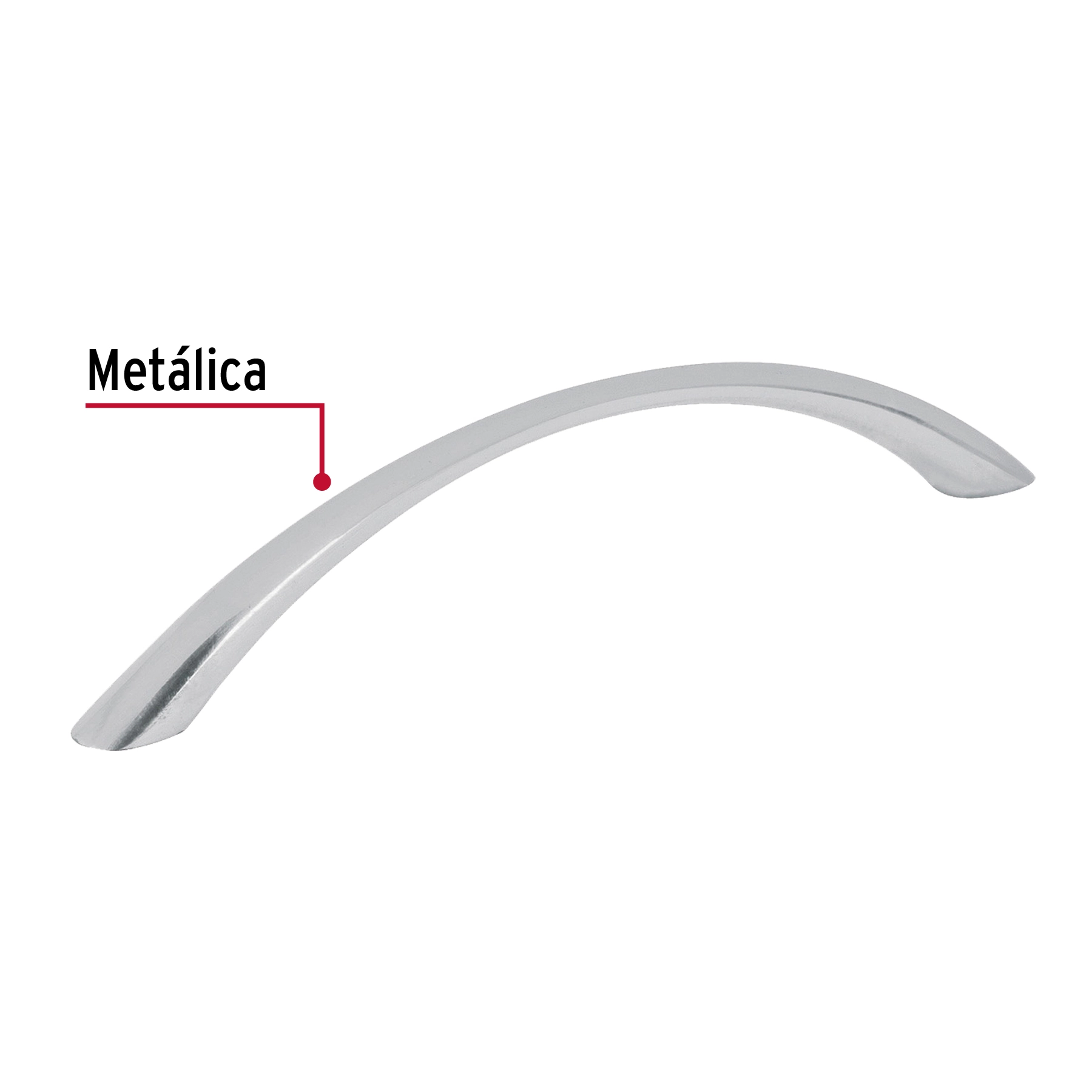 Jaladera de 128mm, línea Arco, níquel, HERMEX
