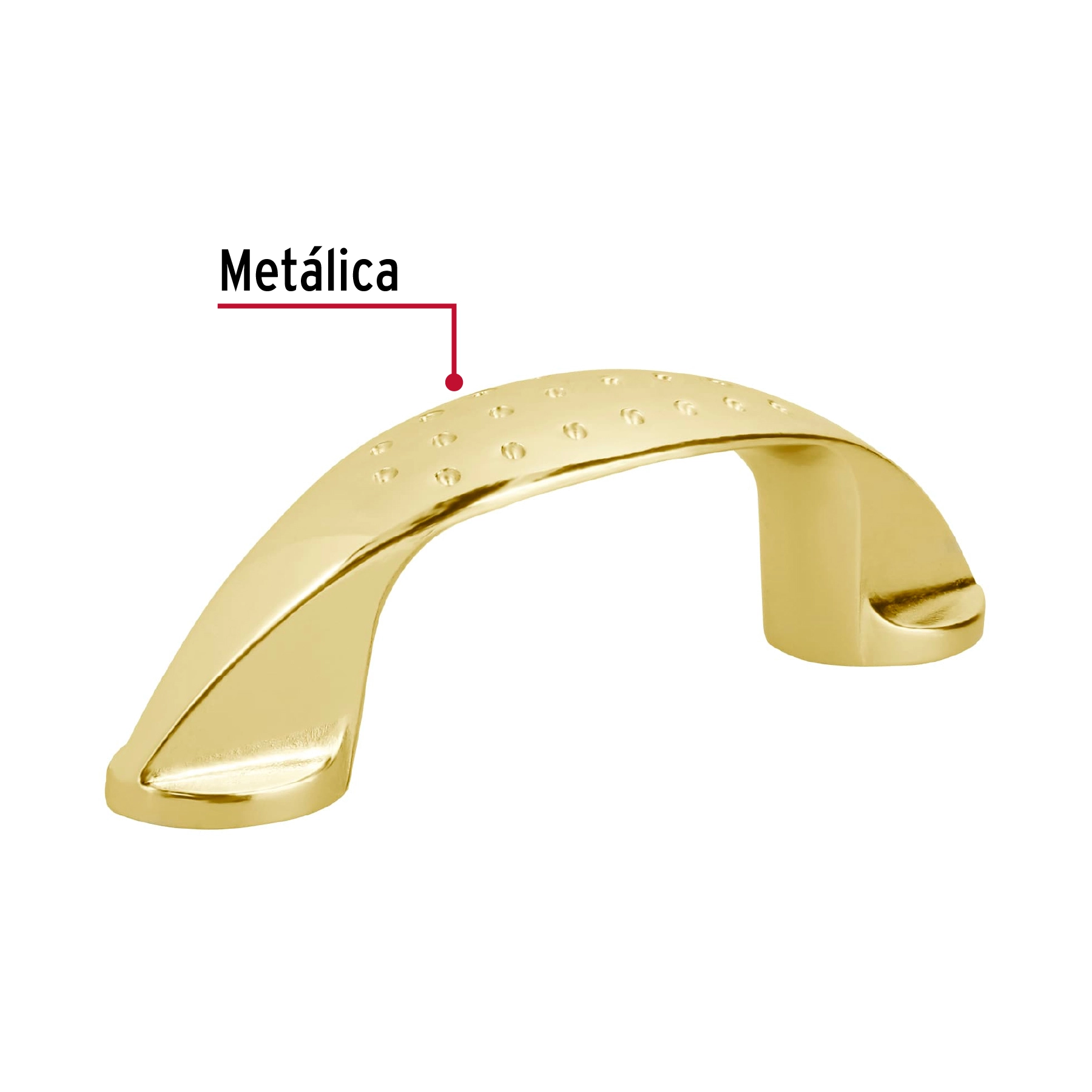 Jaladera de 64mm, línea Elipse, latón brillante, HERMEX