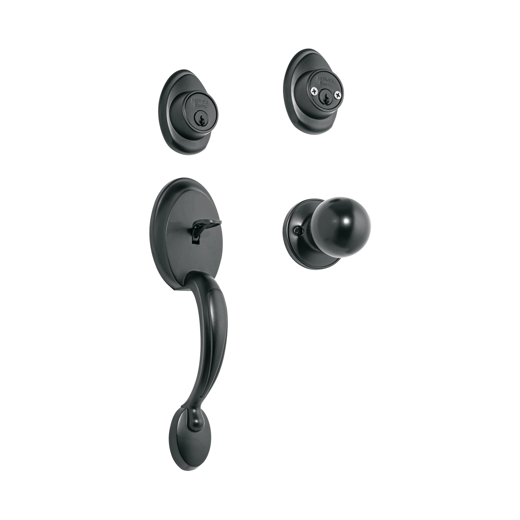 Jaladera y perilla, Berna llave-llave, negro, BASIC