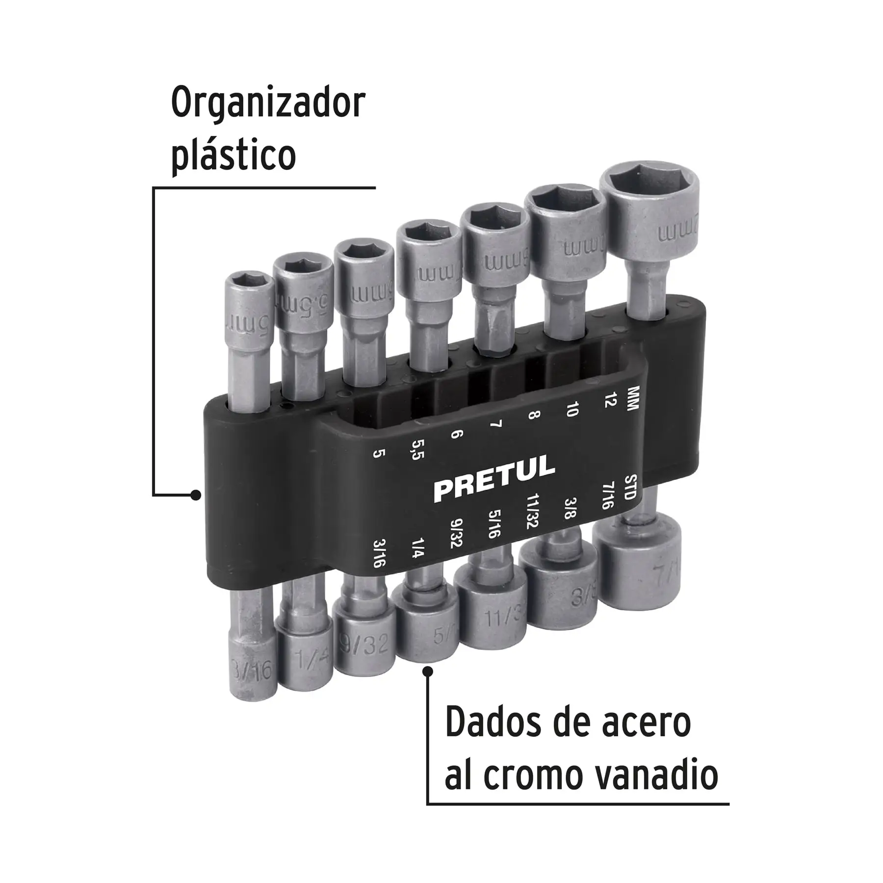 Juego de 14 dados para taladro, PRETUL