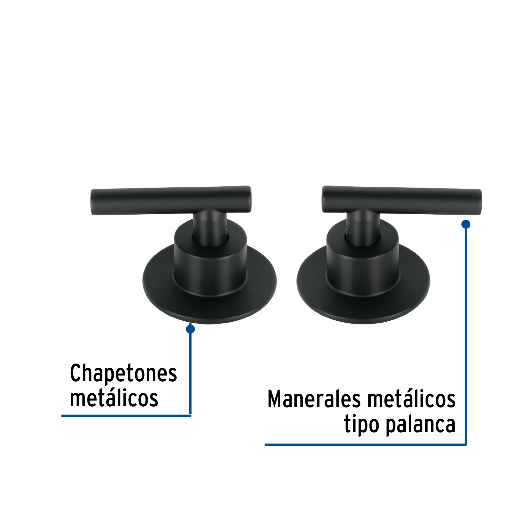 Juego de 2 manerales para regadera, palanca, negro, TÚBIG