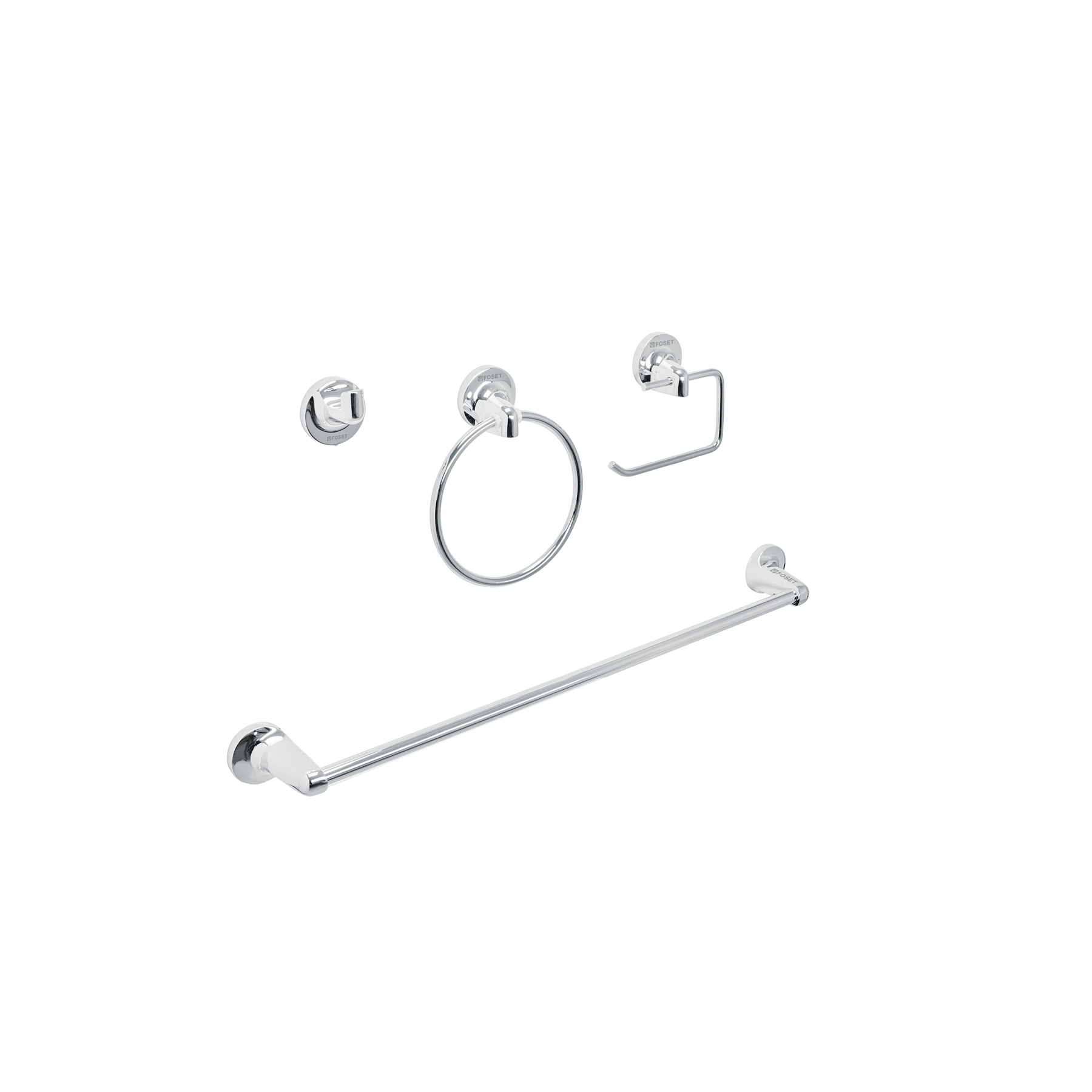 Juego de 4 accesorios para baño, cromo, FOSET AQUA