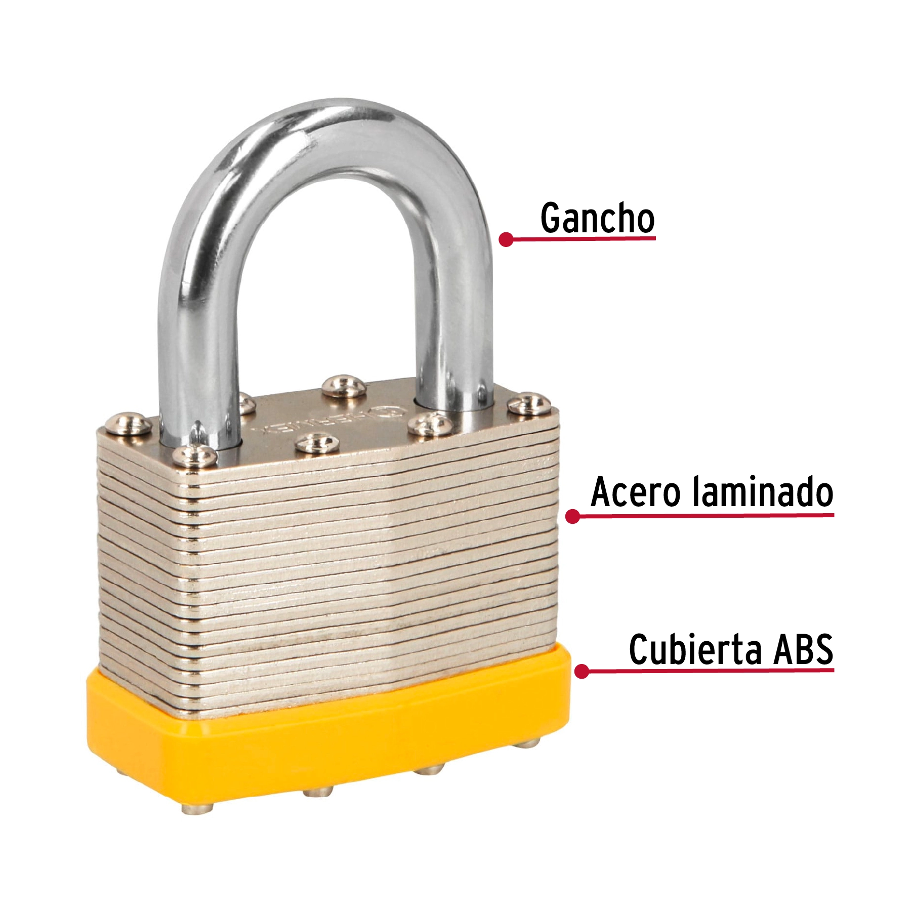 Juego de 4 candados cuerpo laminado, 50 mm, HERMEX BASIC