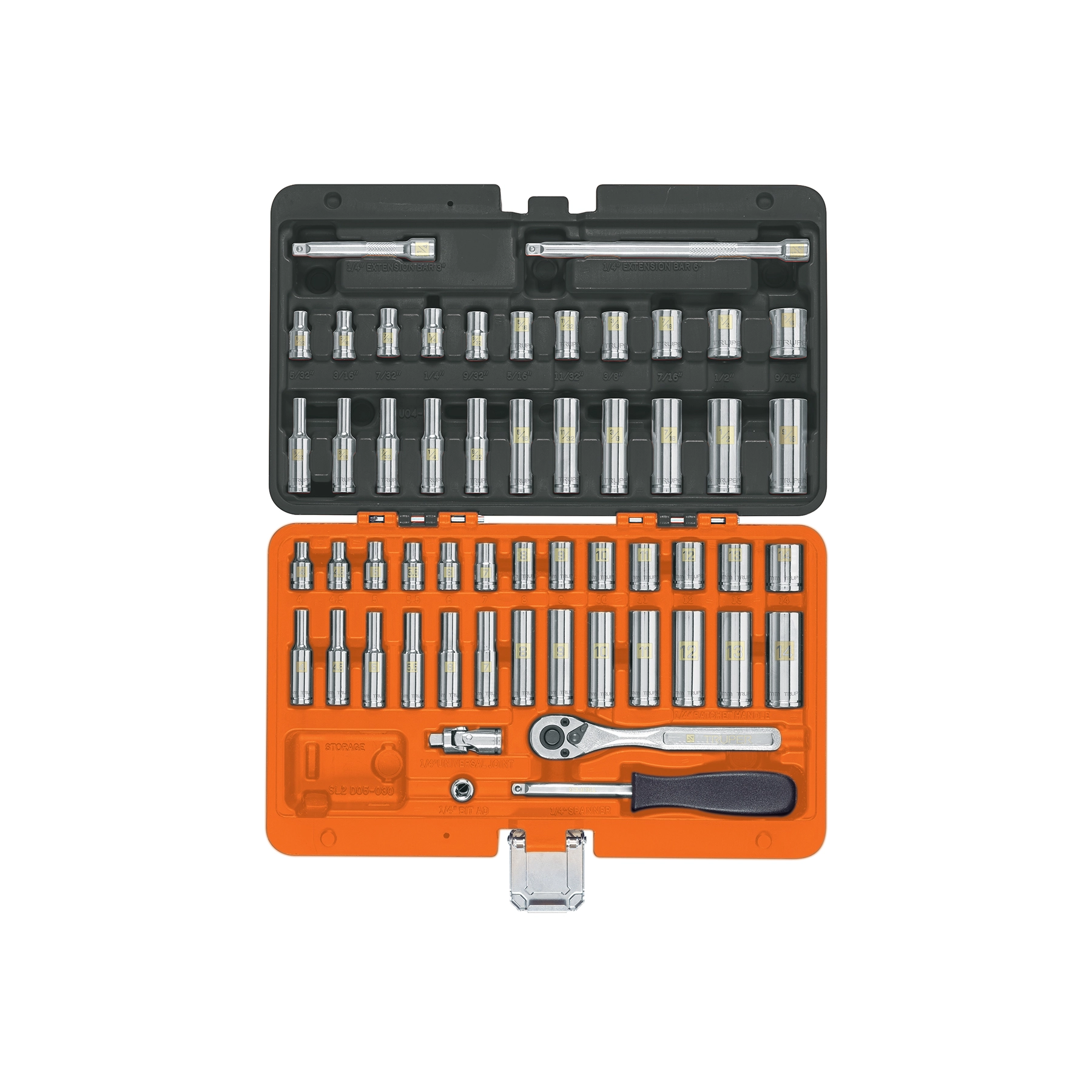 Juego de 54 herramientas cuadro 1/4' std y mm para mecánico