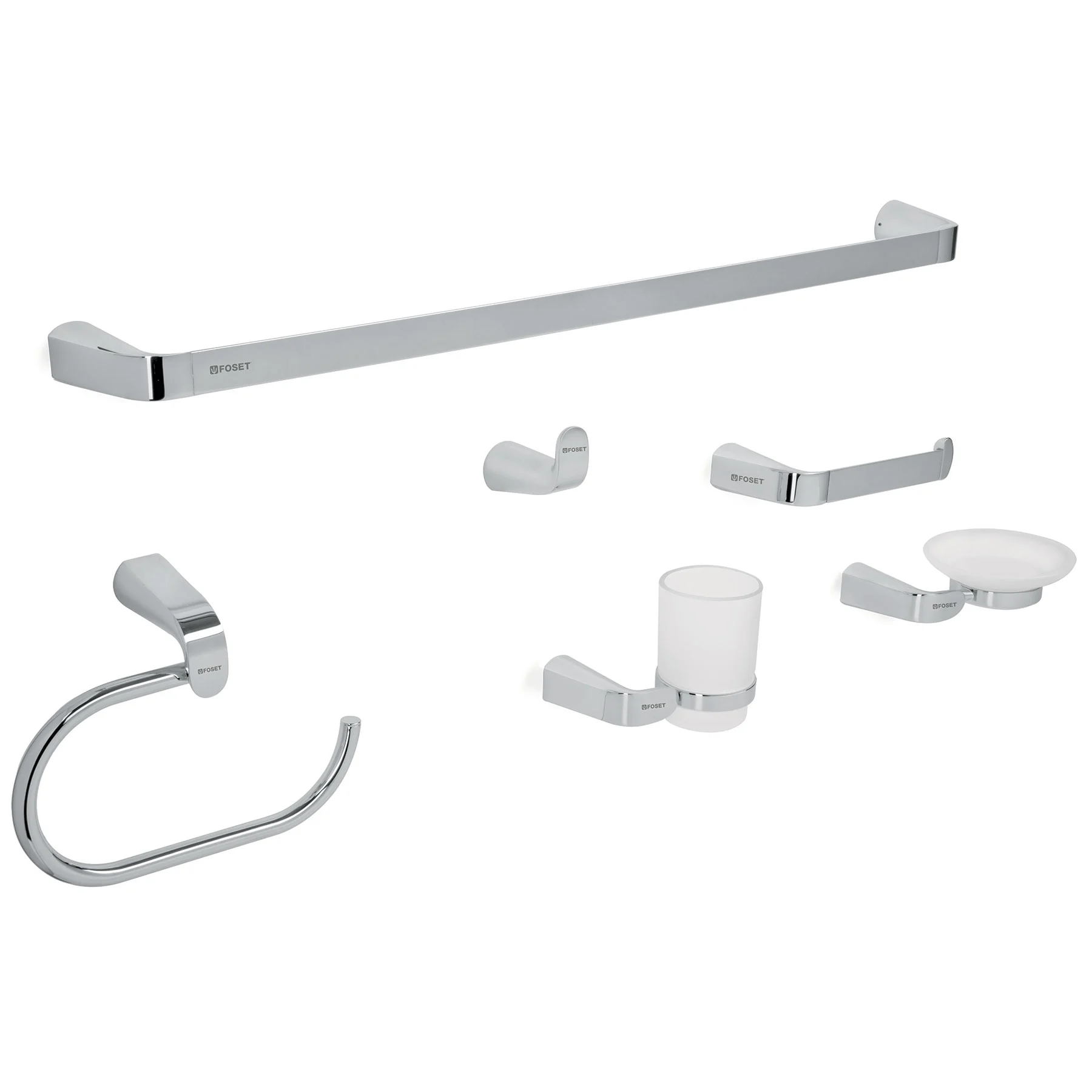 Juego de 6 accesorios para baño acabado cromo, RIVIERA